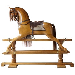 Extra Large Custom Made Oak Rocking Horse by Stevenson Brothers, England