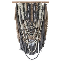 Extra Large Custom Wallhanging  African Clay Beads Combined with Wool and Yarn
