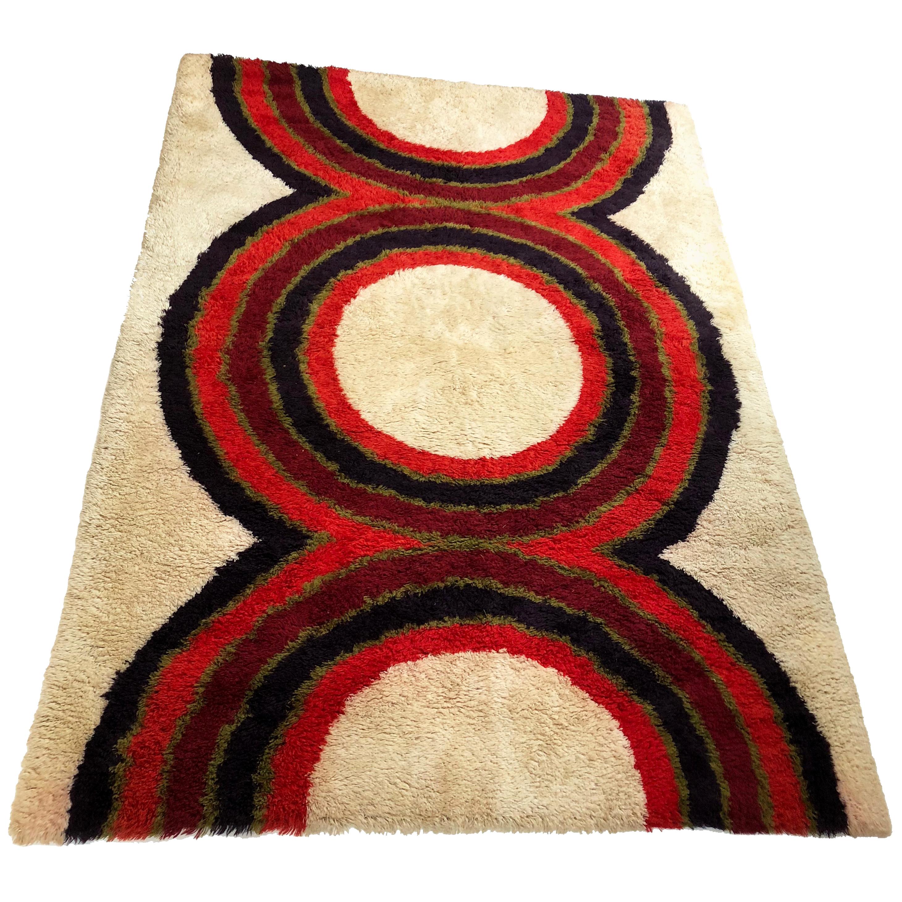 Extra Large Danish Modern Wool Rya Rug Tapestry by Hojer Eksport Wilton, 1960s
