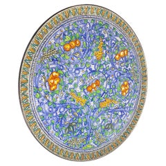 Extra große dekorative Keramikschüssel Gelb und Blau Italien 20. Jahrhundert C.Lombardo