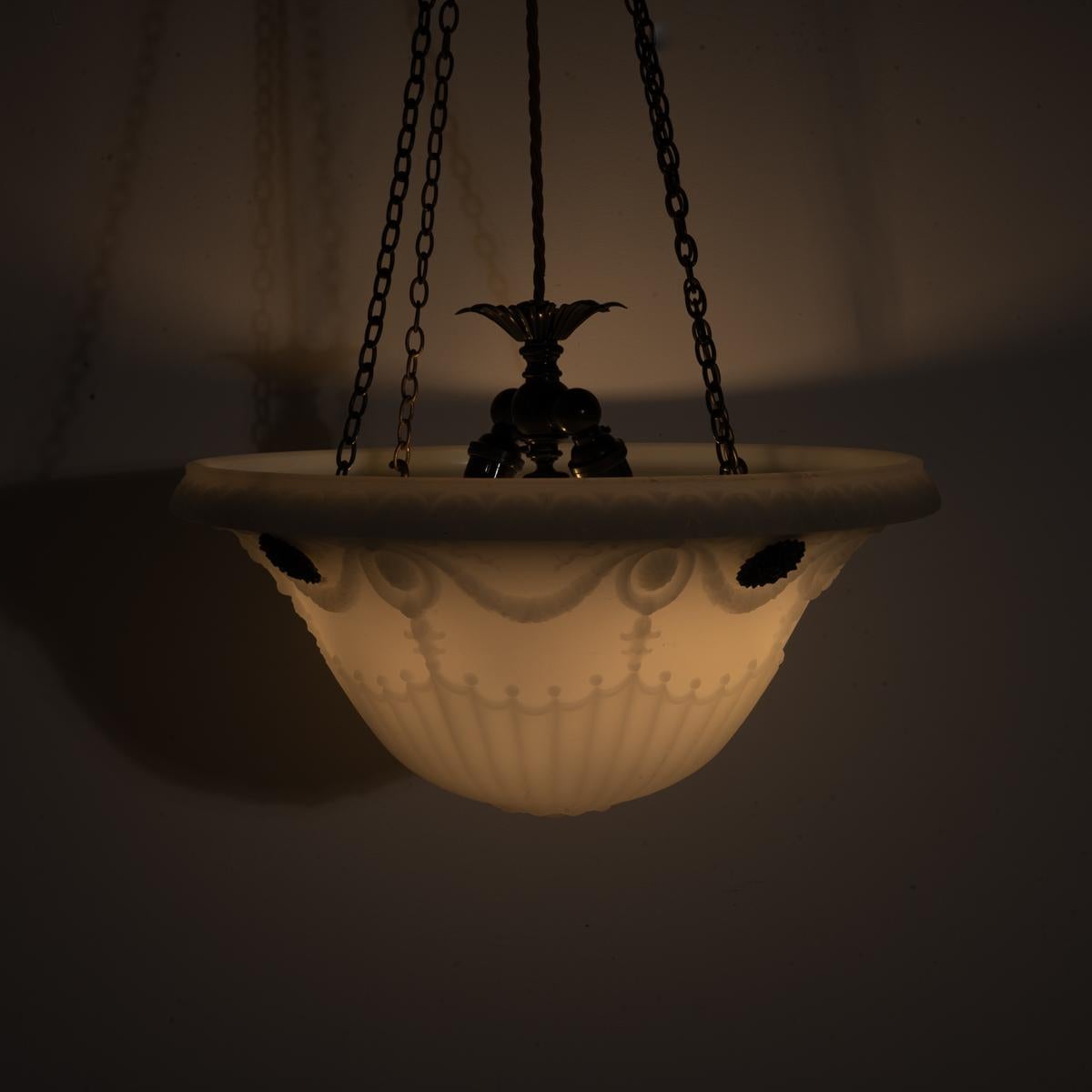 Extra Large Decorative Jefferson Moonstone Glass Plafonnier Ceiling Light 1