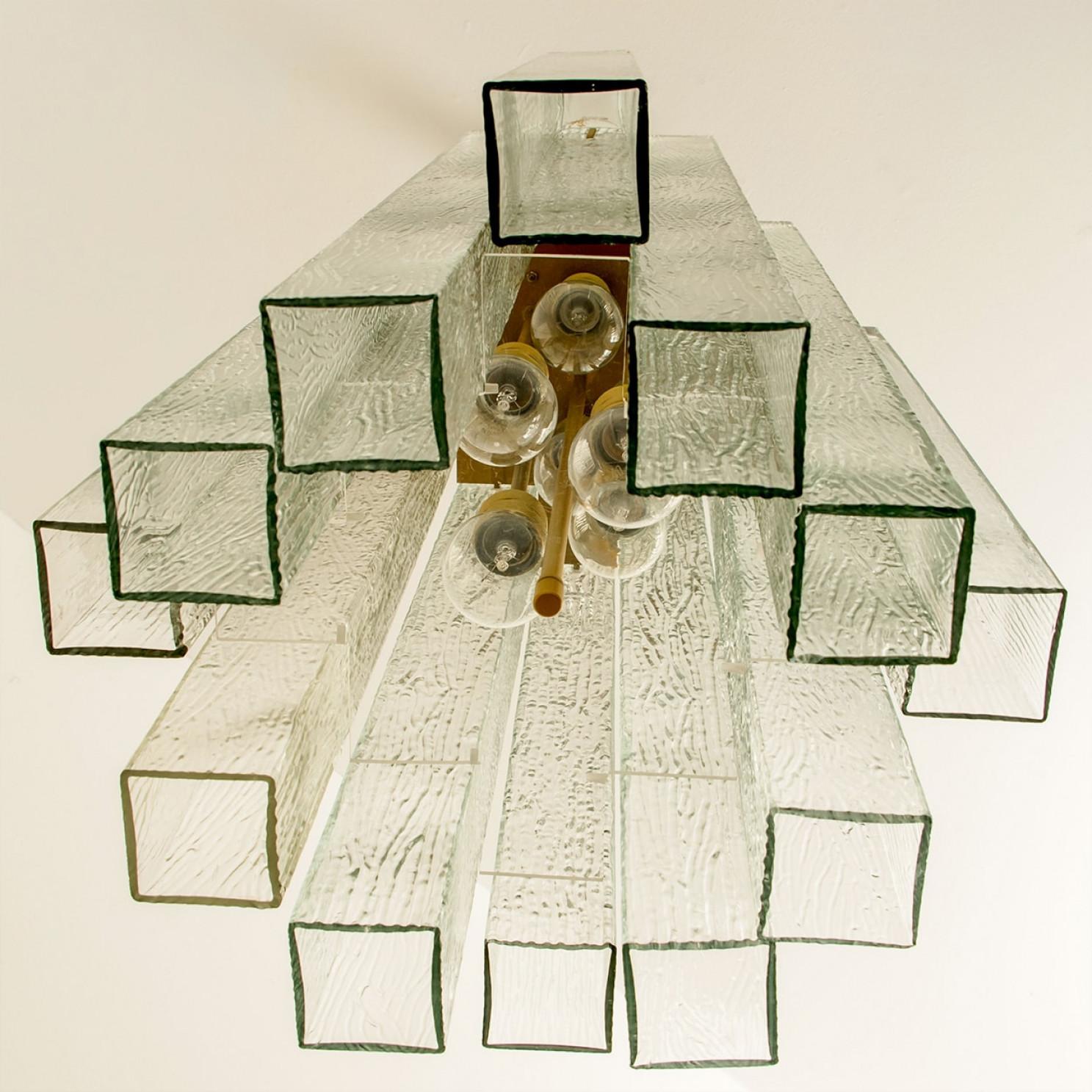 Lampadario extra large in vetro e ottone Doria, Germania, anni '60 in vendita 3