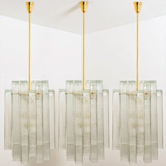 Extra large Doria Glass and Brass Chandelier, Germany 1960s