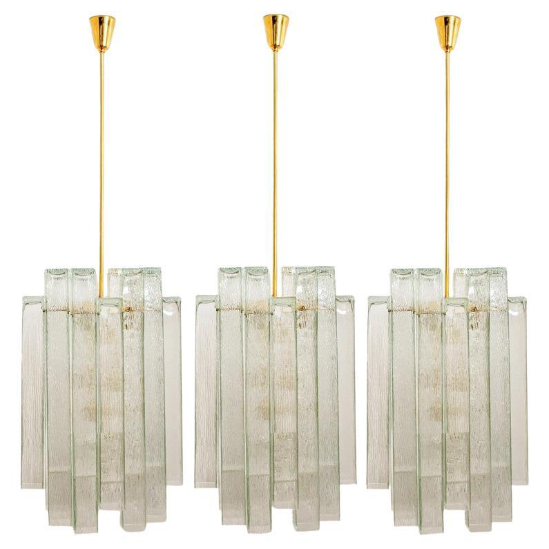 Extra large Doria Glass and Brass Chandelier, Germany 1960s