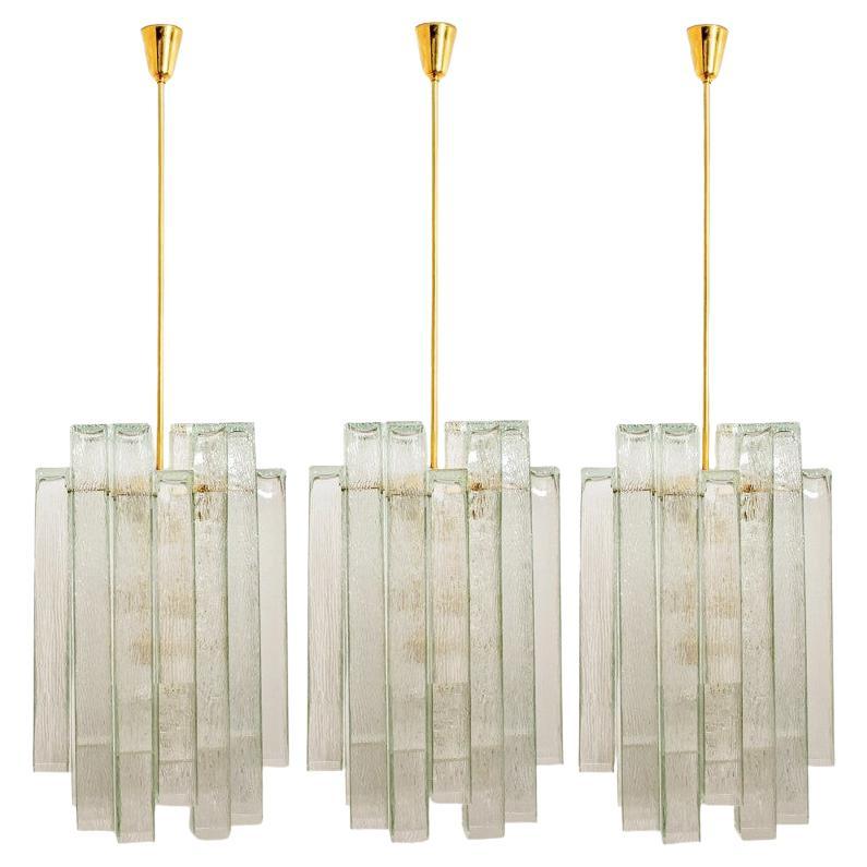 Extra large Doria Glass and Brass Chandelier, Germany 1960s