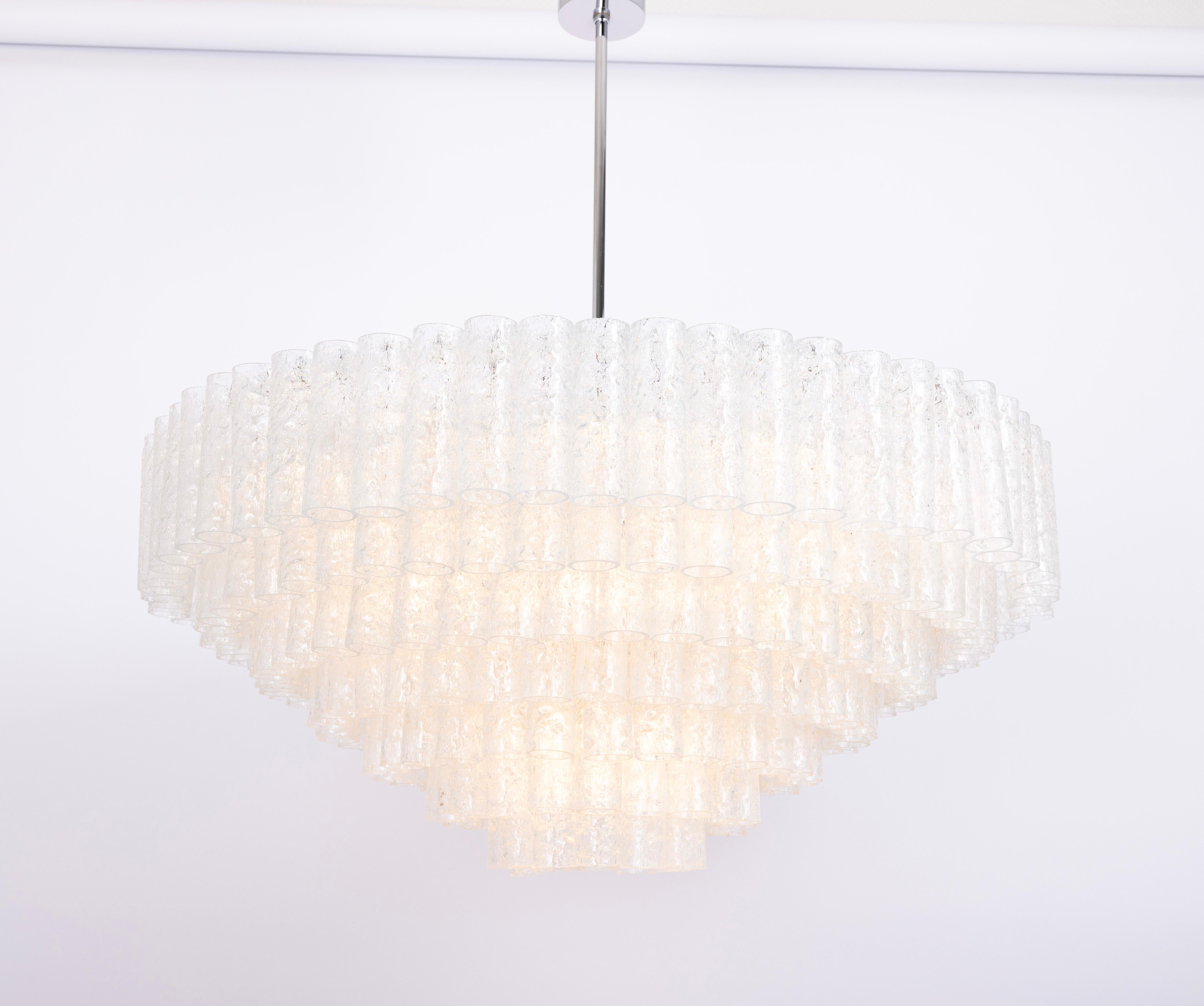 Extra Large Doria Ice Glass Tubes Chandelier, Germany, 1960s In Good Condition For Sale In Aachen, NRW
