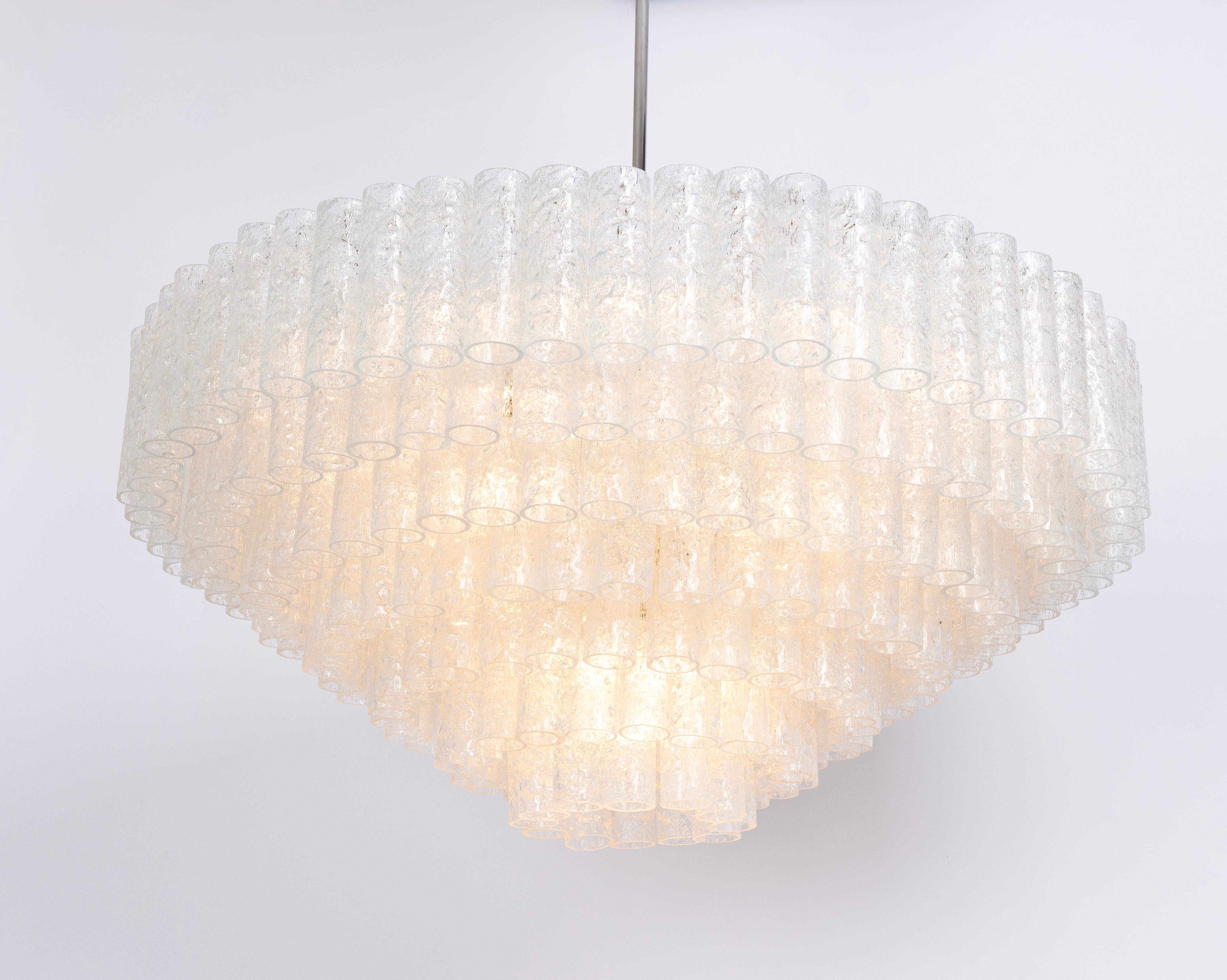 Mid-20th Century Extra Large Doria Ice Glass Tubes Chandelier, Germany, 1960s For Sale