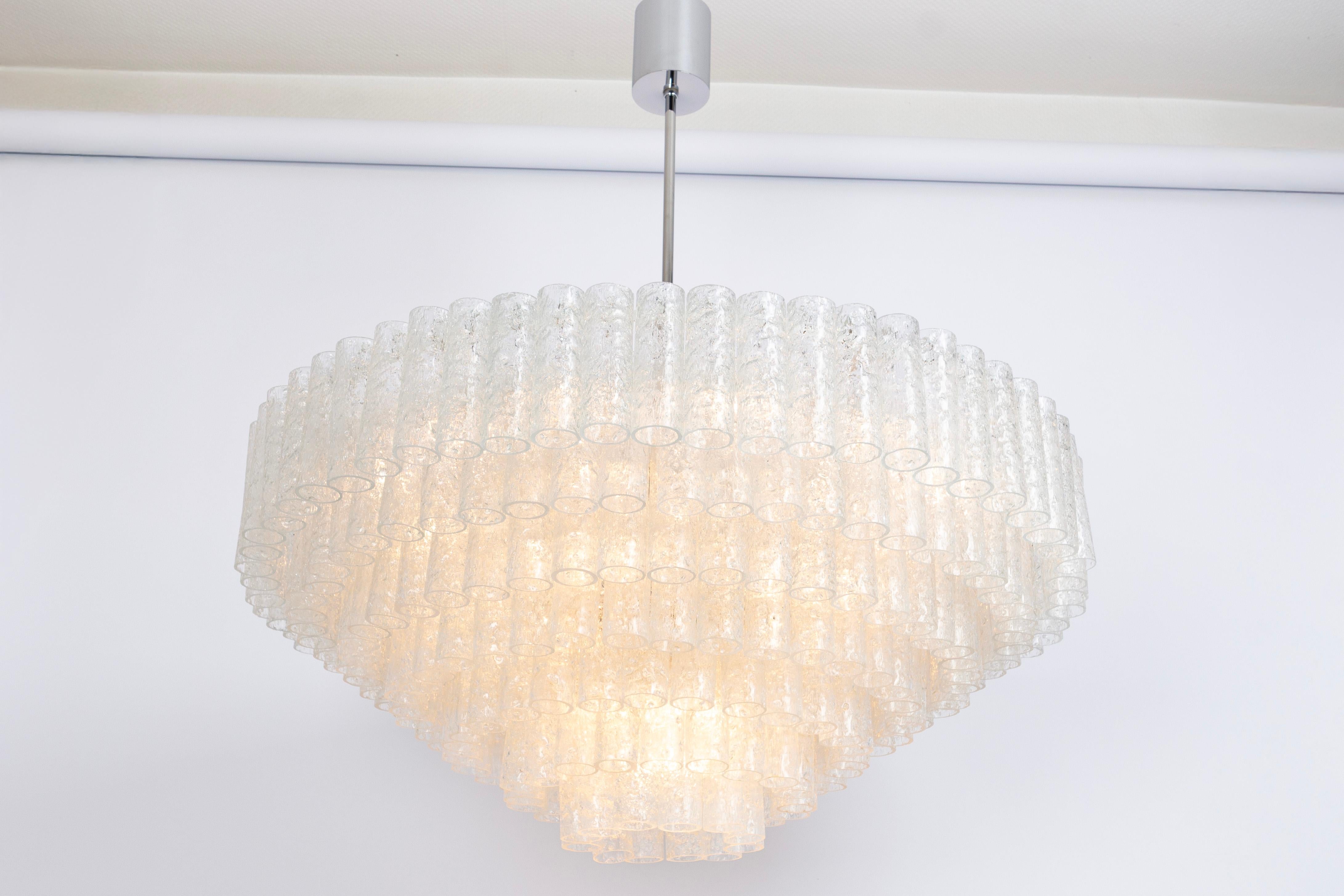 Murano Glass Extra Large Doria Ice Glass Tubes Chandelier, Germany, 1960s For Sale