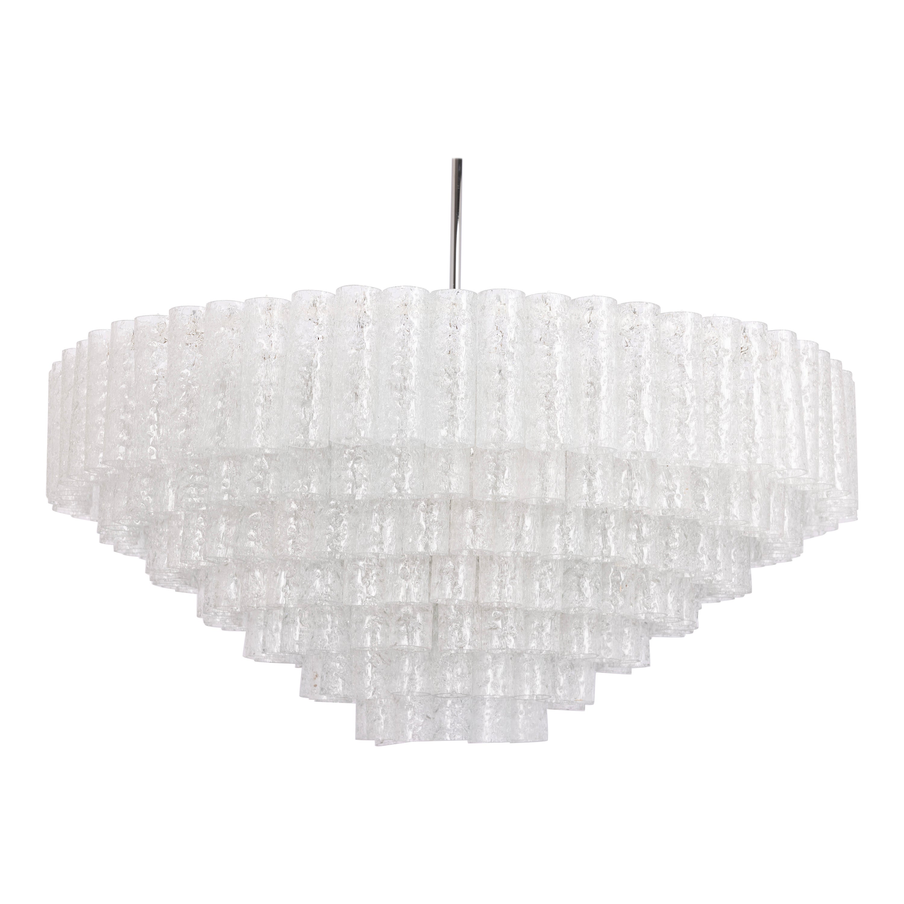 Extra Large Doria Ice Glass Tubes Chandelier, Germany, 1960s For Sale