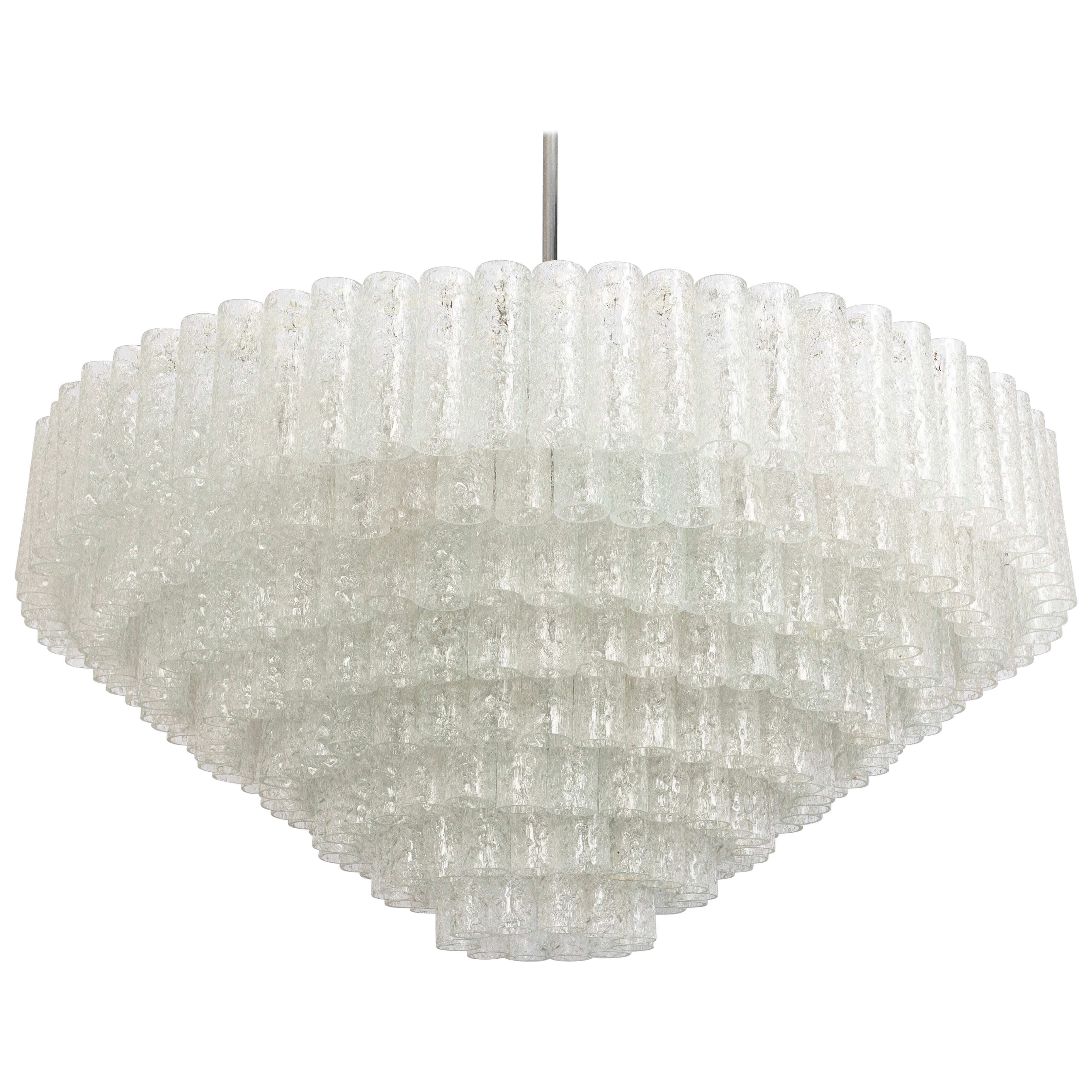 Lampadario extra large a tubi di vetro Doria Ice, Germania, anni 
60