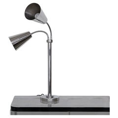 Extra-Large D.W. Haber adjustable Double-Head Table Lamp, Chrome, USA, Mid-20th