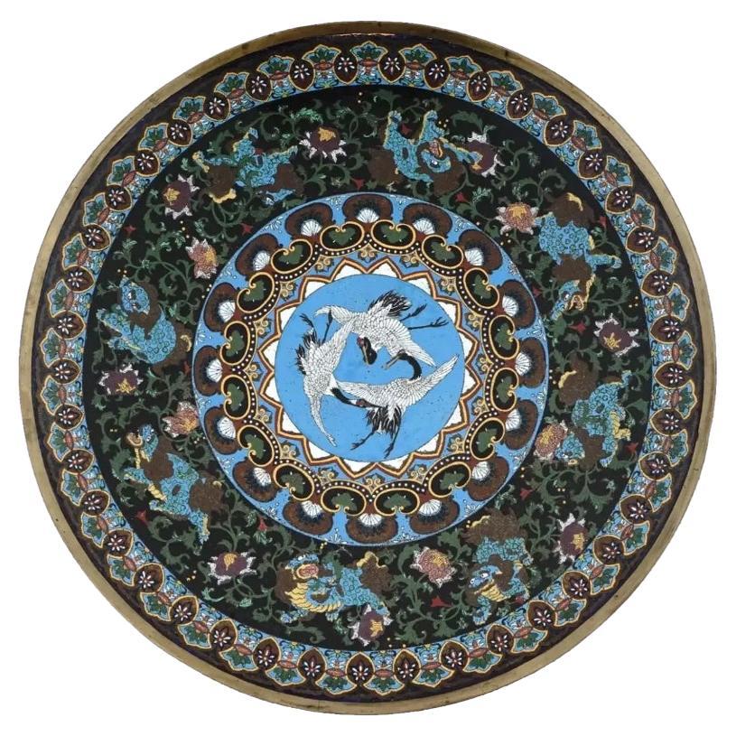 Extra Large Early Meiji Japanese Cloisonne Charger
