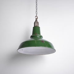 Extra Large Early Thorlux Green Enamel Industrial Pendant Lights