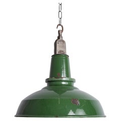 Extra Large Early Thorlux Green Enamel Industrial Pendant Lights