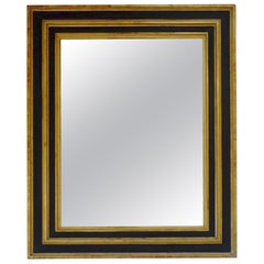 Extra Large Ebonized Black and Gold Gilt Frame Mirror, France, 19th Century