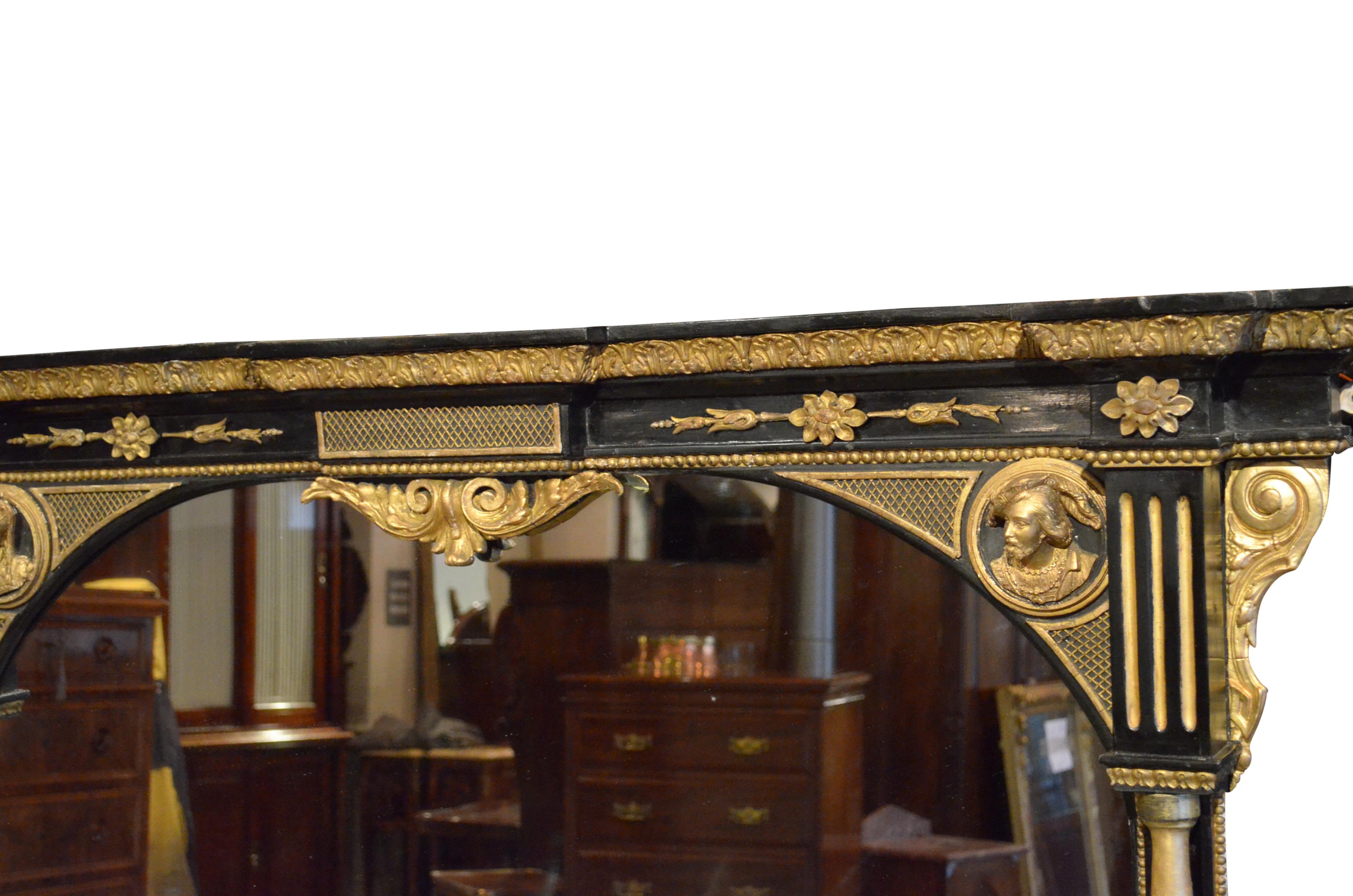 Espejo sobremantel victoriano inglés extragrande H164cm circa 1880 en venta 4