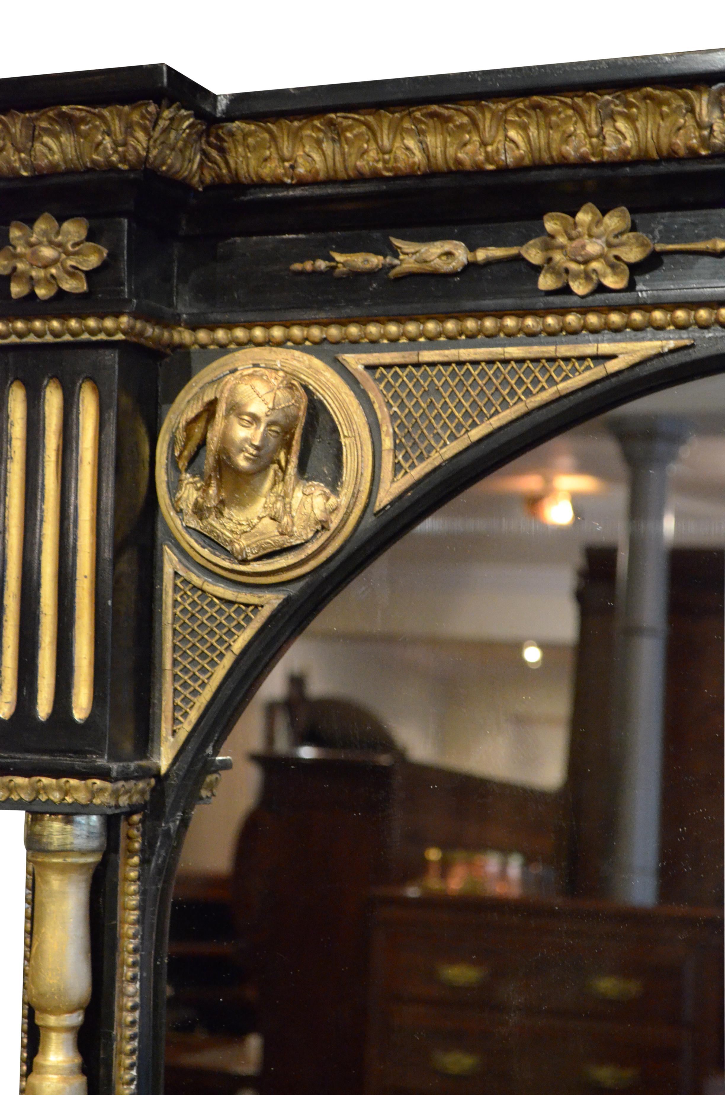 Espejo sobremantel victoriano inglés extragrande H164cm circa 1880 en venta 1