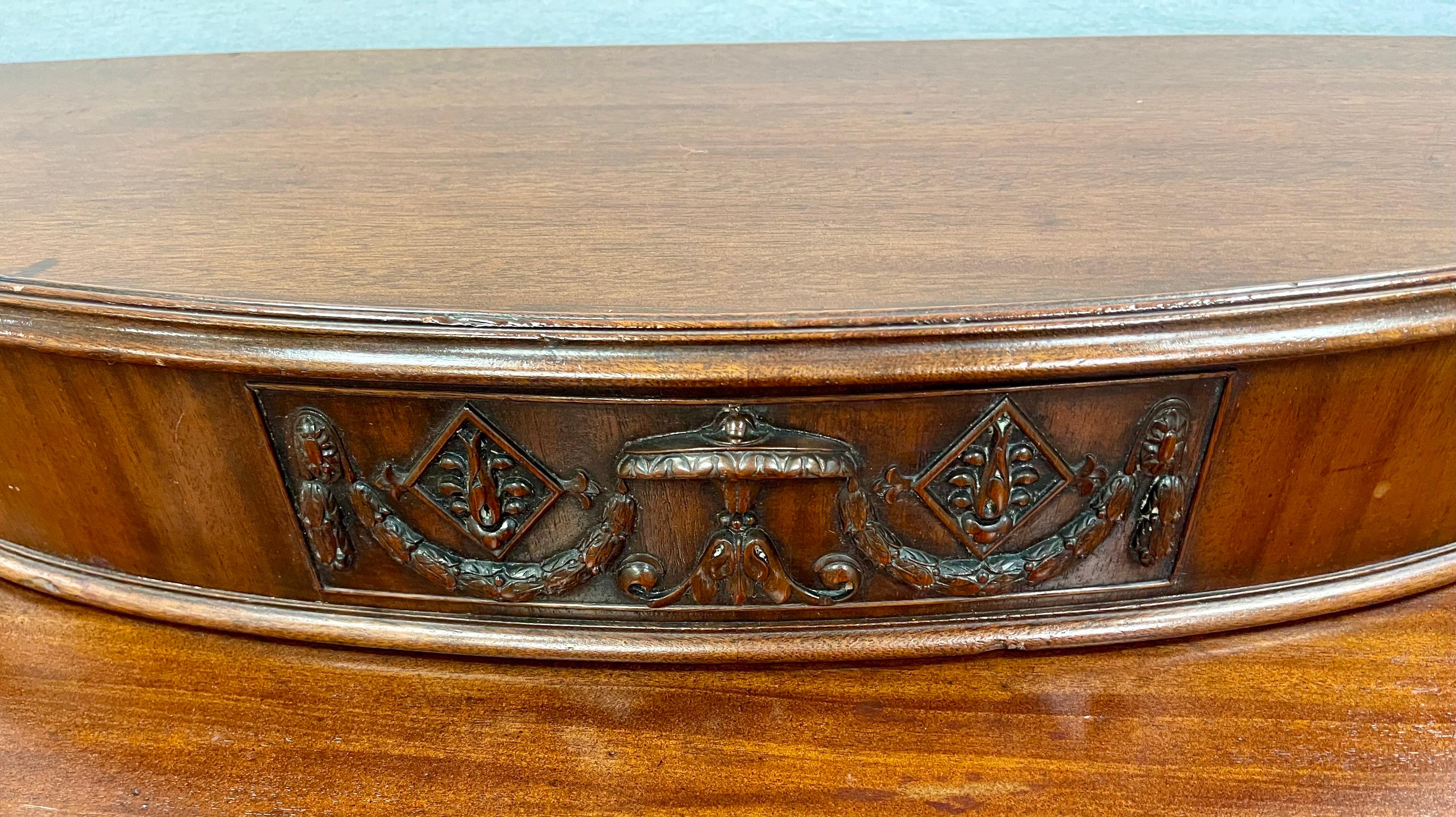 Mid-20th Century Extra Large English Vintage English Hepplewhite Style Demilune Table
