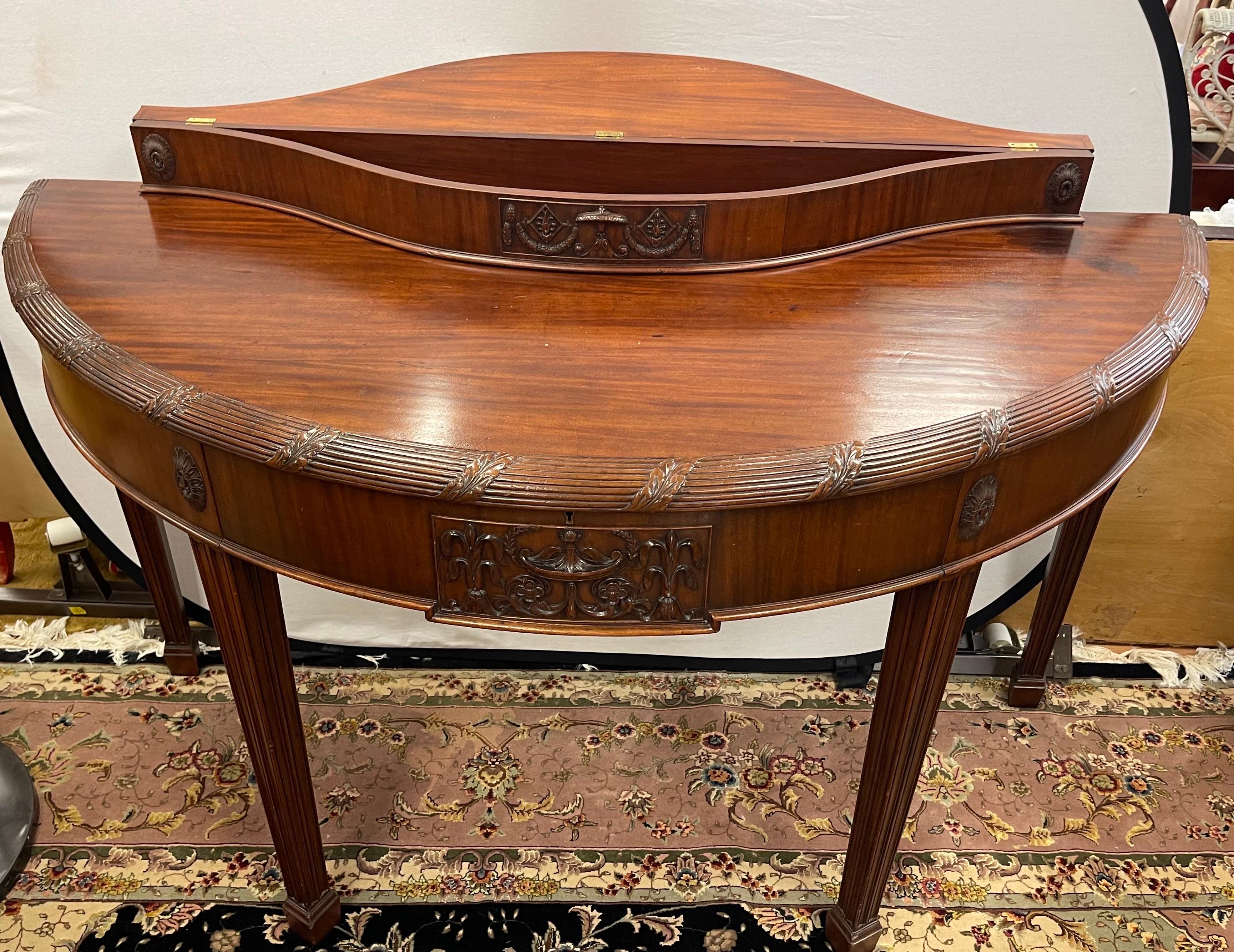 Extra Large English Vintage English Hepplewhite Style Demilune Table 2