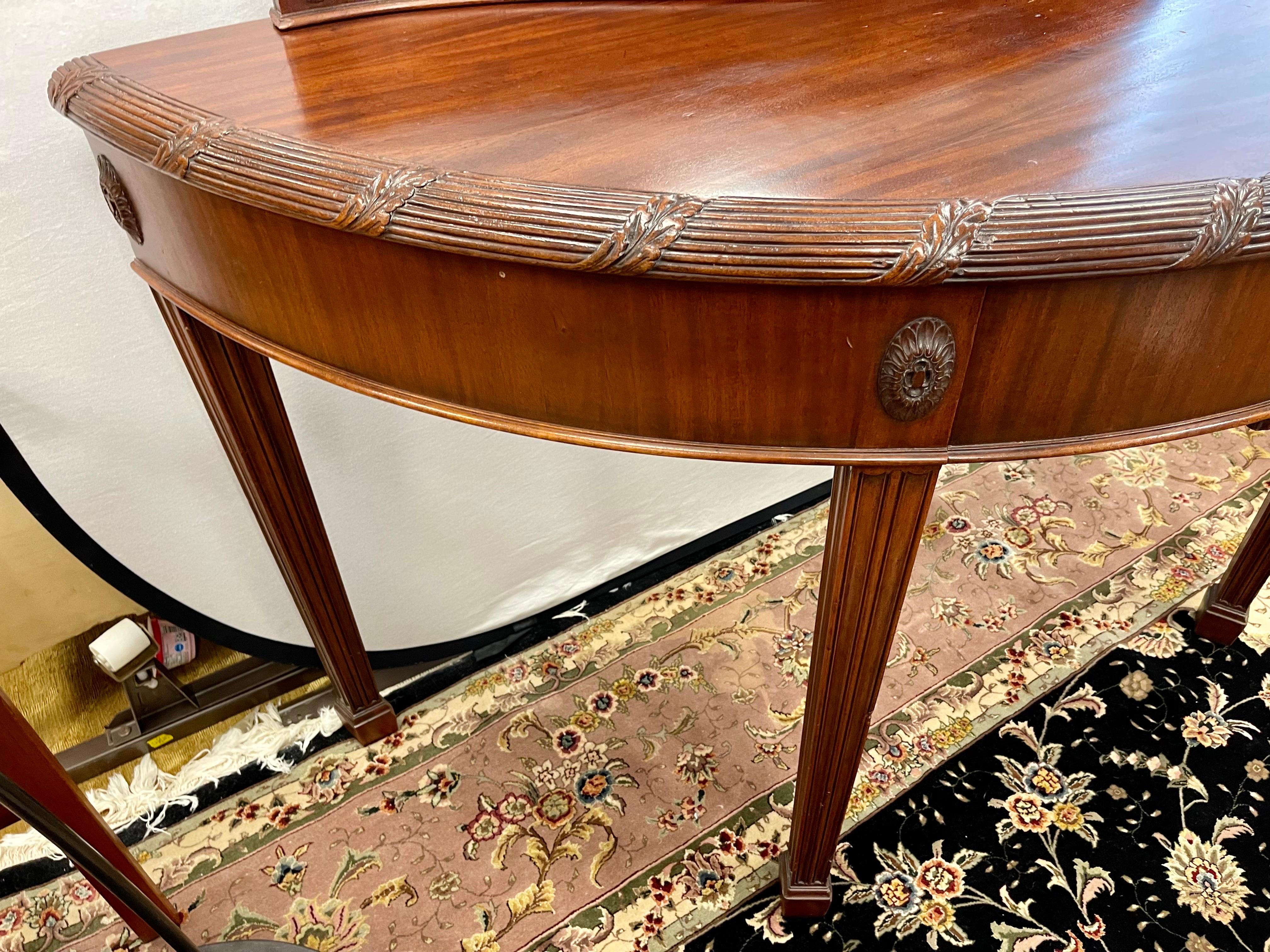 Extra Large English Vintage English Hepplewhite Style Demilune Table For Sale 4