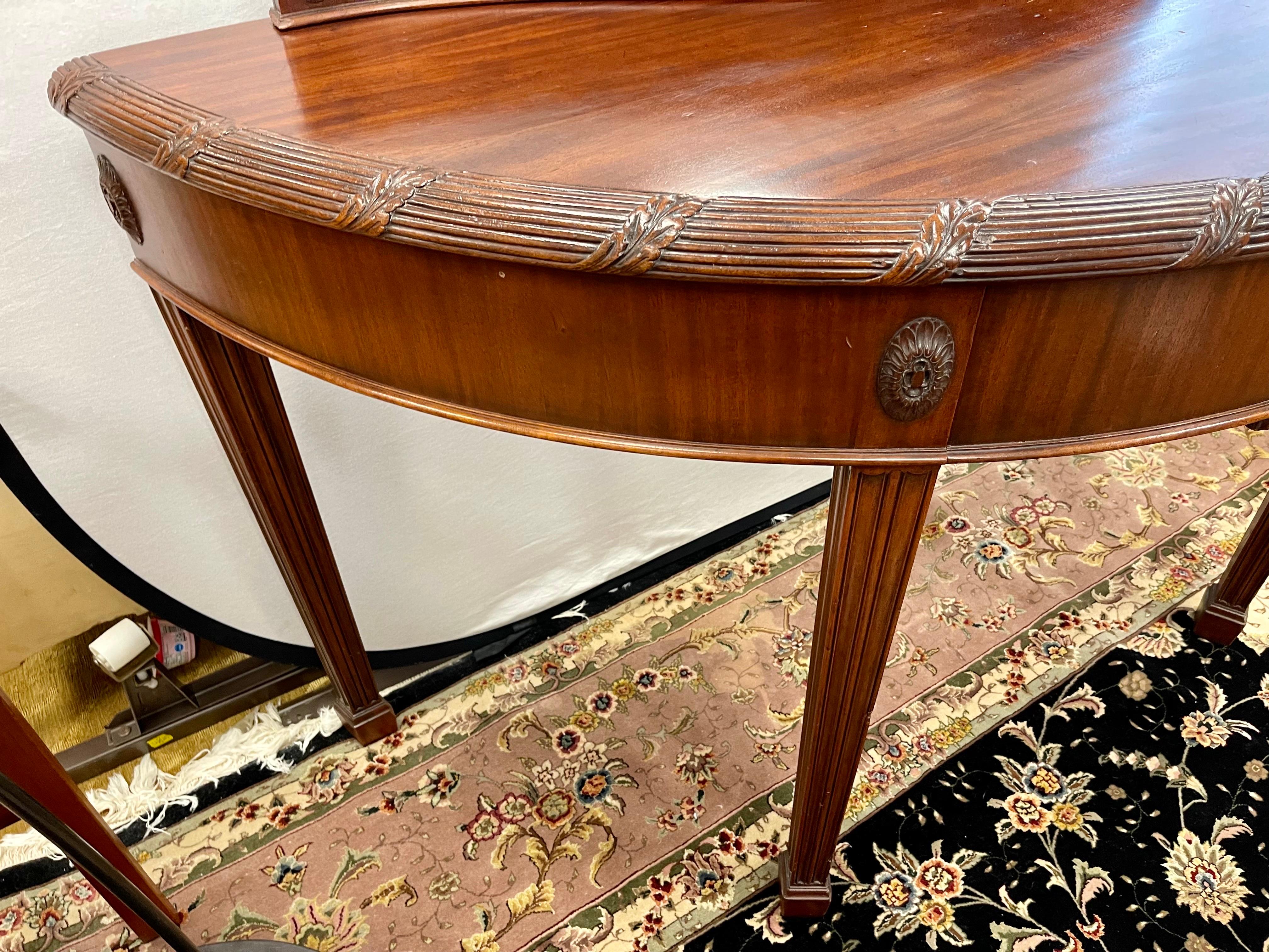 Extra Large English Vintage English Hepplewhite Style Demilune Table 4