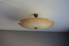 Extra Large & Excellent Condition 2-Light Mid-Century Modern Glass Flush Mount