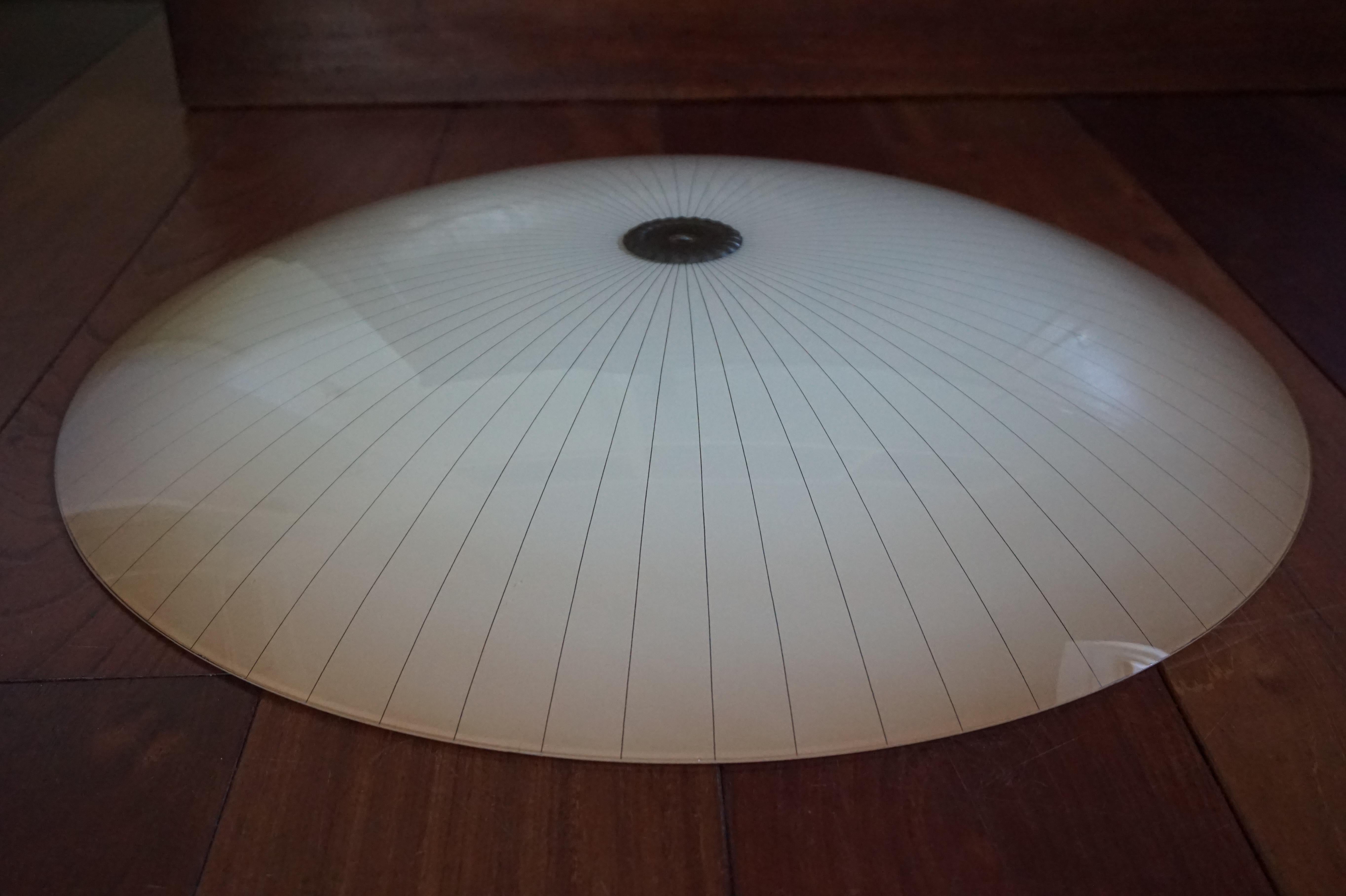 Extra Large & Excellent Condition 2-Light Mid-Century Modern Glass Flush Mount 2