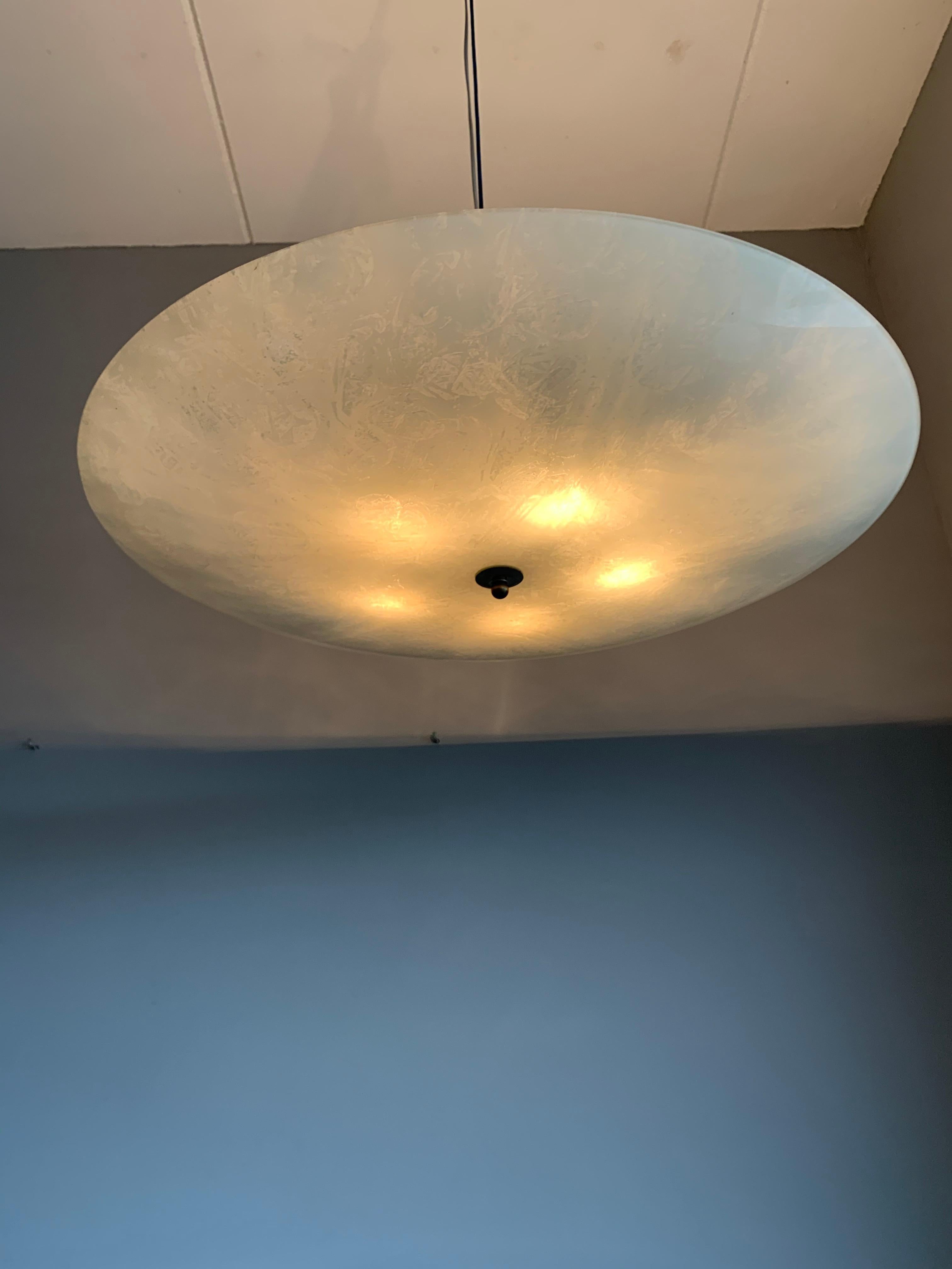 Extra Large and Excellent Condition 5-Light Mid-Century Modern Glass Flush Mount For Sale 5