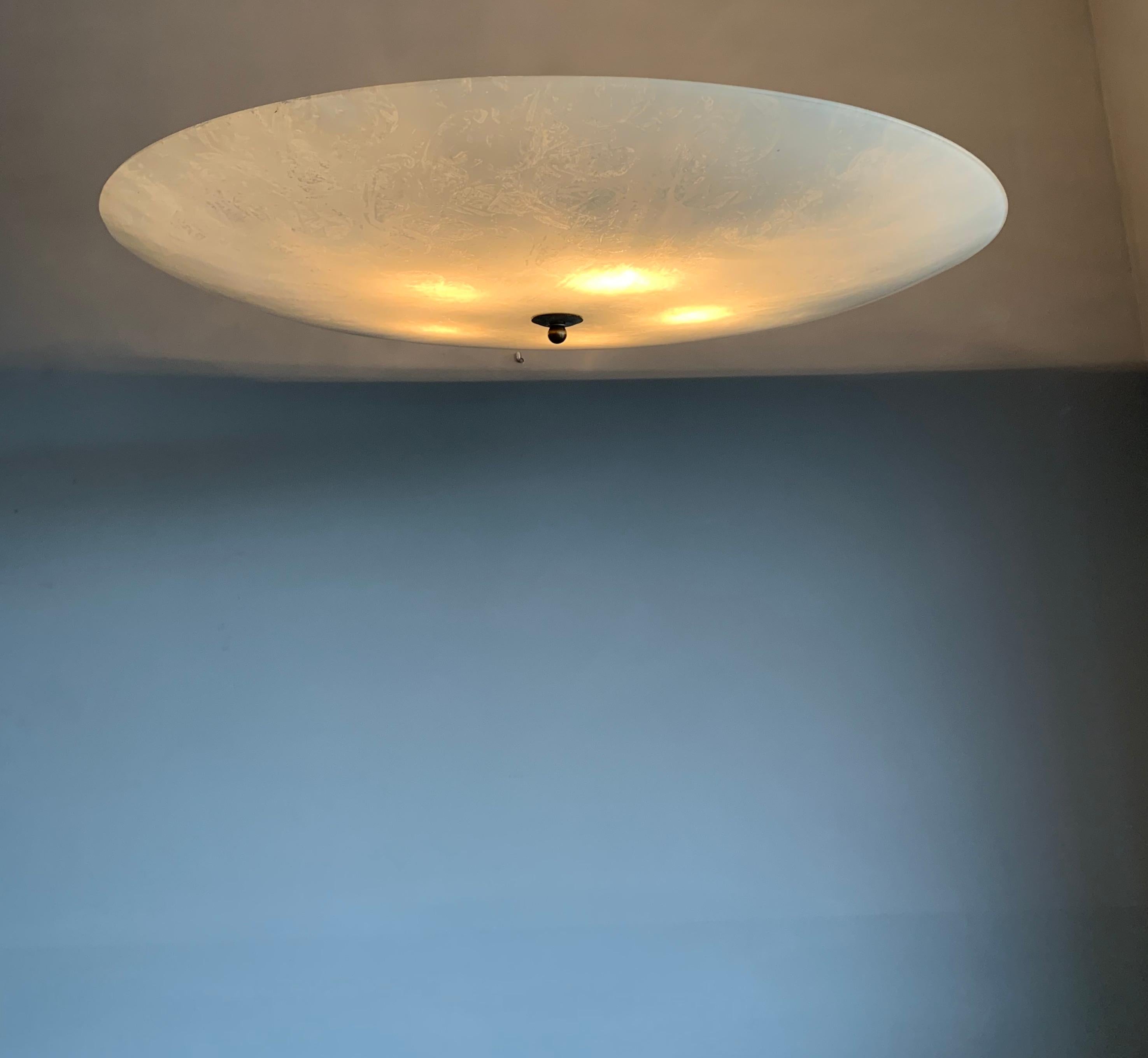 Extra Large and Excellent Condition 5-Light Mid-Century Modern Glass Flush Mount For Sale 6