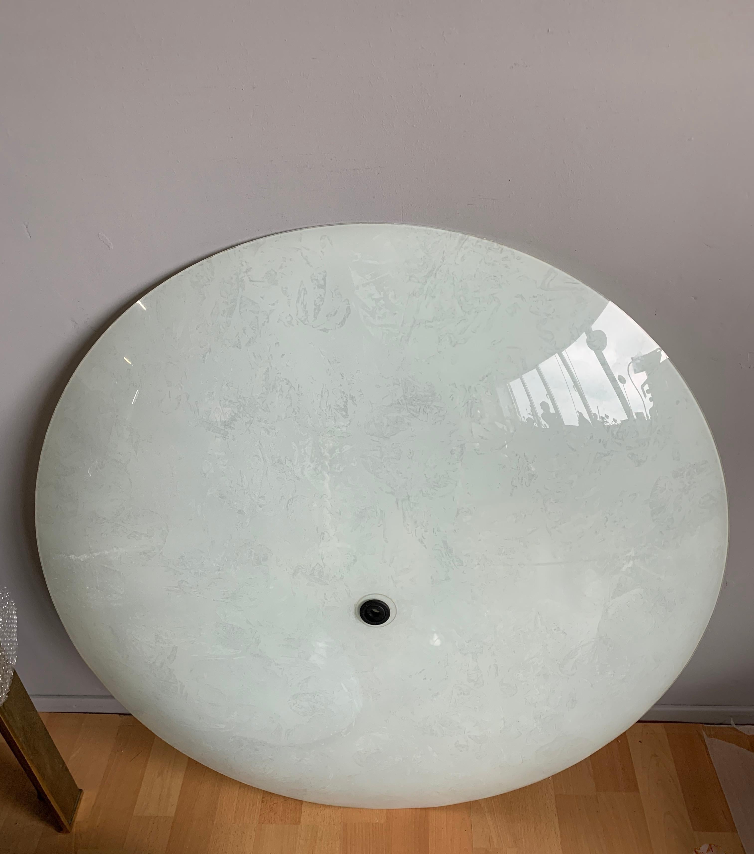 Extra Large and Excellent Condition 5-Light Mid-Century Modern Glass Flush Mount For Sale 10