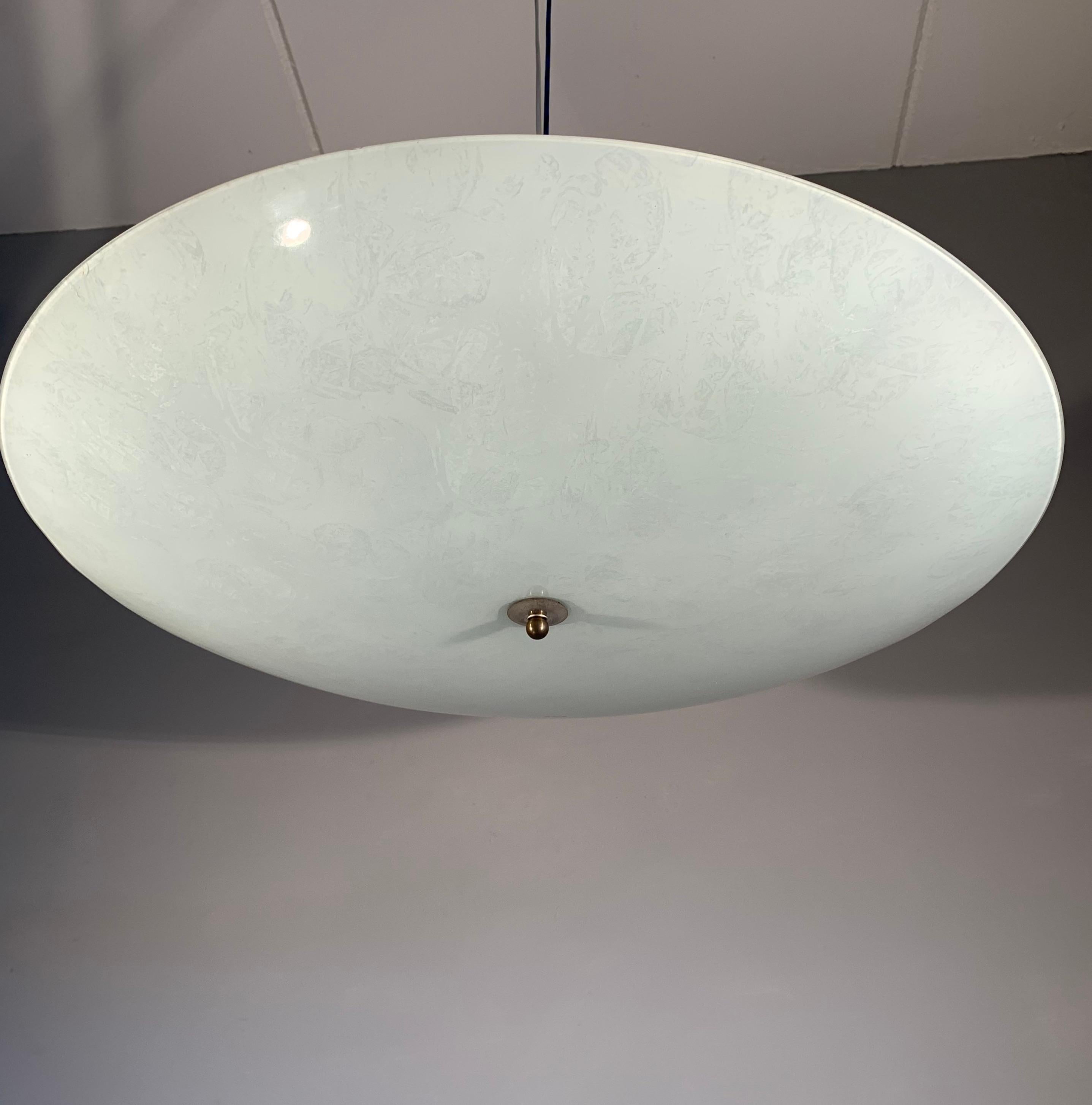 Extra Large and Excellent Condition 5-Light Mid-Century Modern Glass Flush Mount For Sale 1