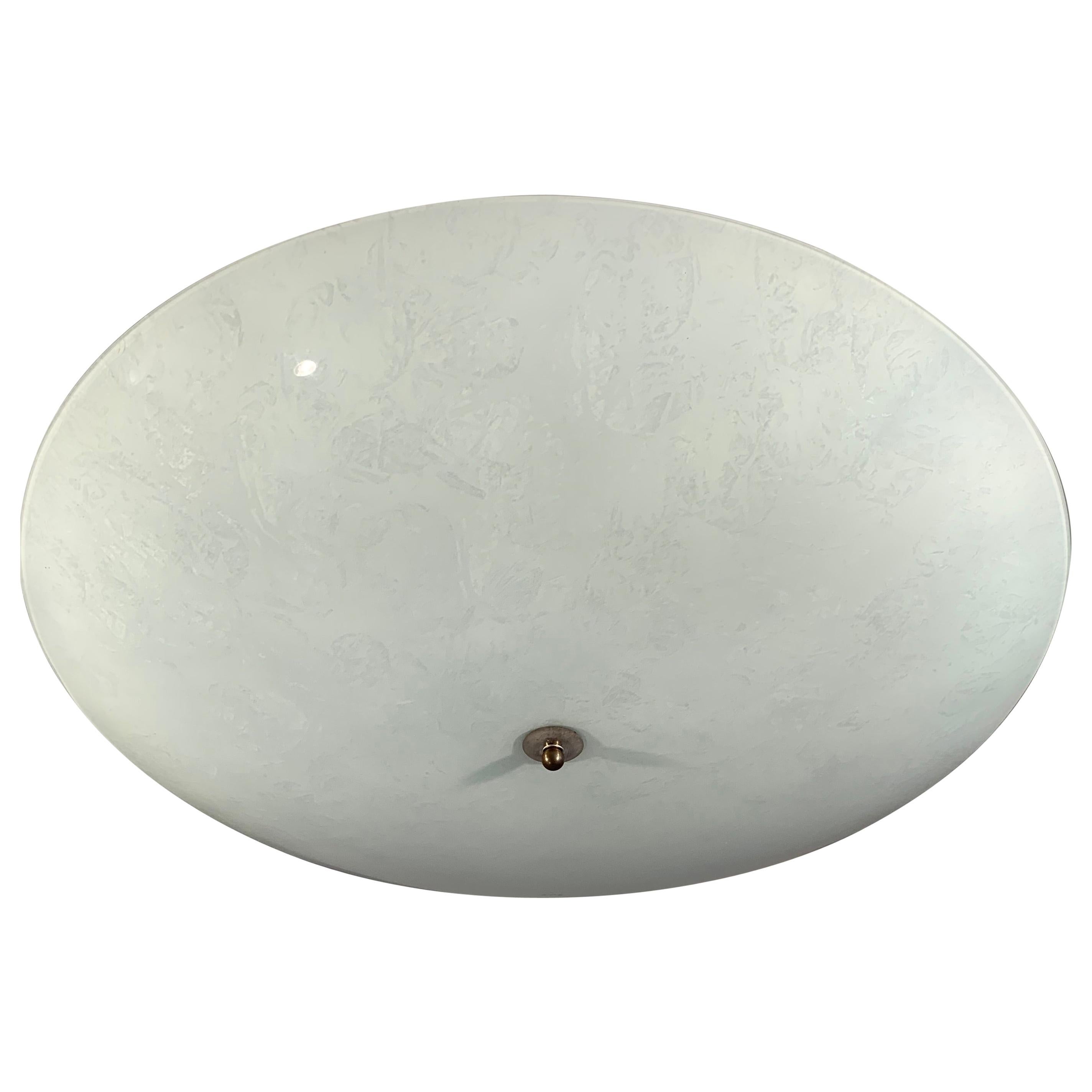 Extra Large and Excellent Condition 5-Light Mid-Century Modern Glass Flush Mount For Sale