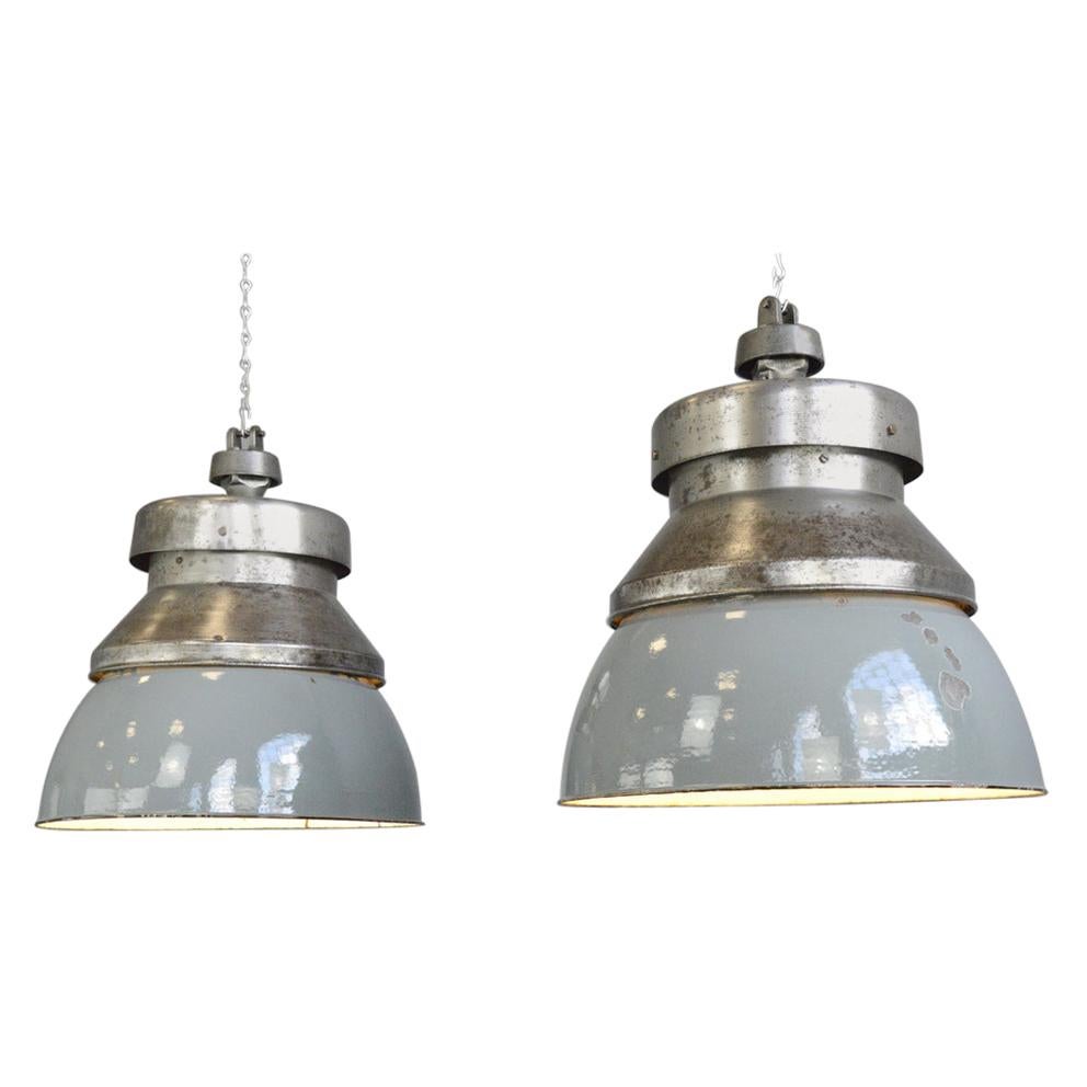 Extra Large Factory Pendant Lights by Kandem, circa 1930s