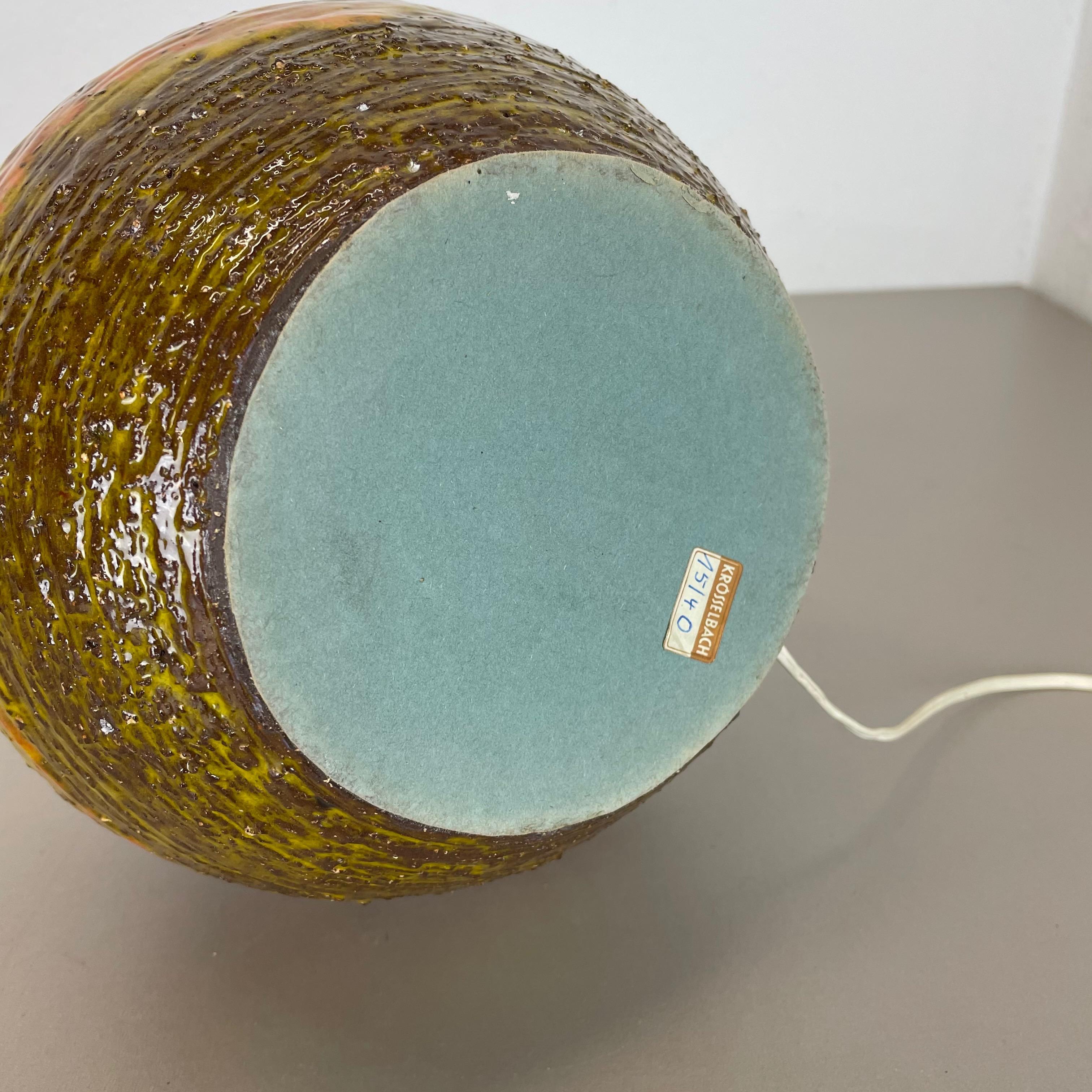 Extra Large Fat Lava Teak Table Light Base by Krösselbach Ceramic, Germany 1970s 9
