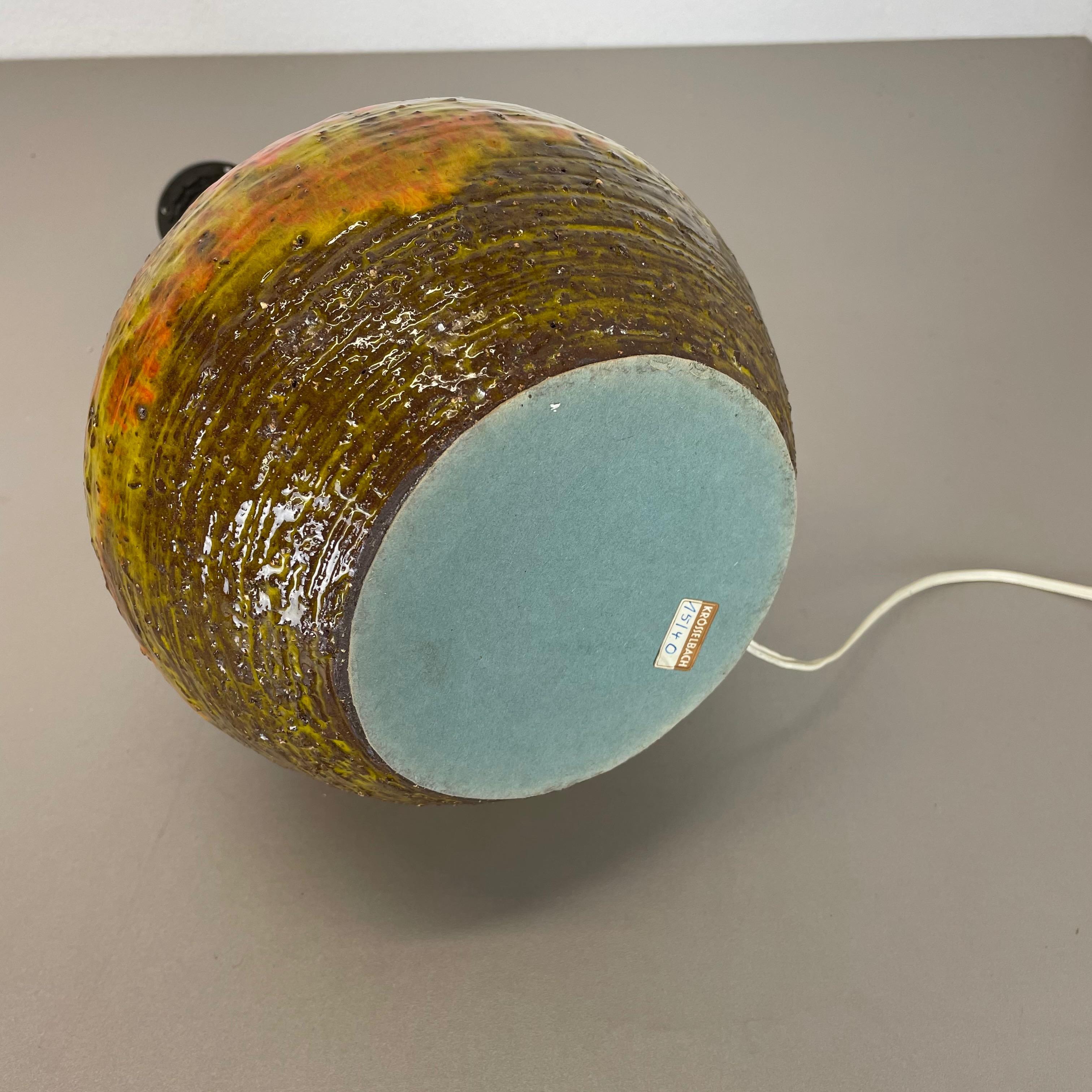 Extra Large Fat Lava Teak Table Light Base by Krösselbach Ceramic, Germany 1970s 10