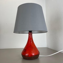 Extra Large Fat Lava Teak Table Light Base by Krösselbach Ceramic, Germany 1970s