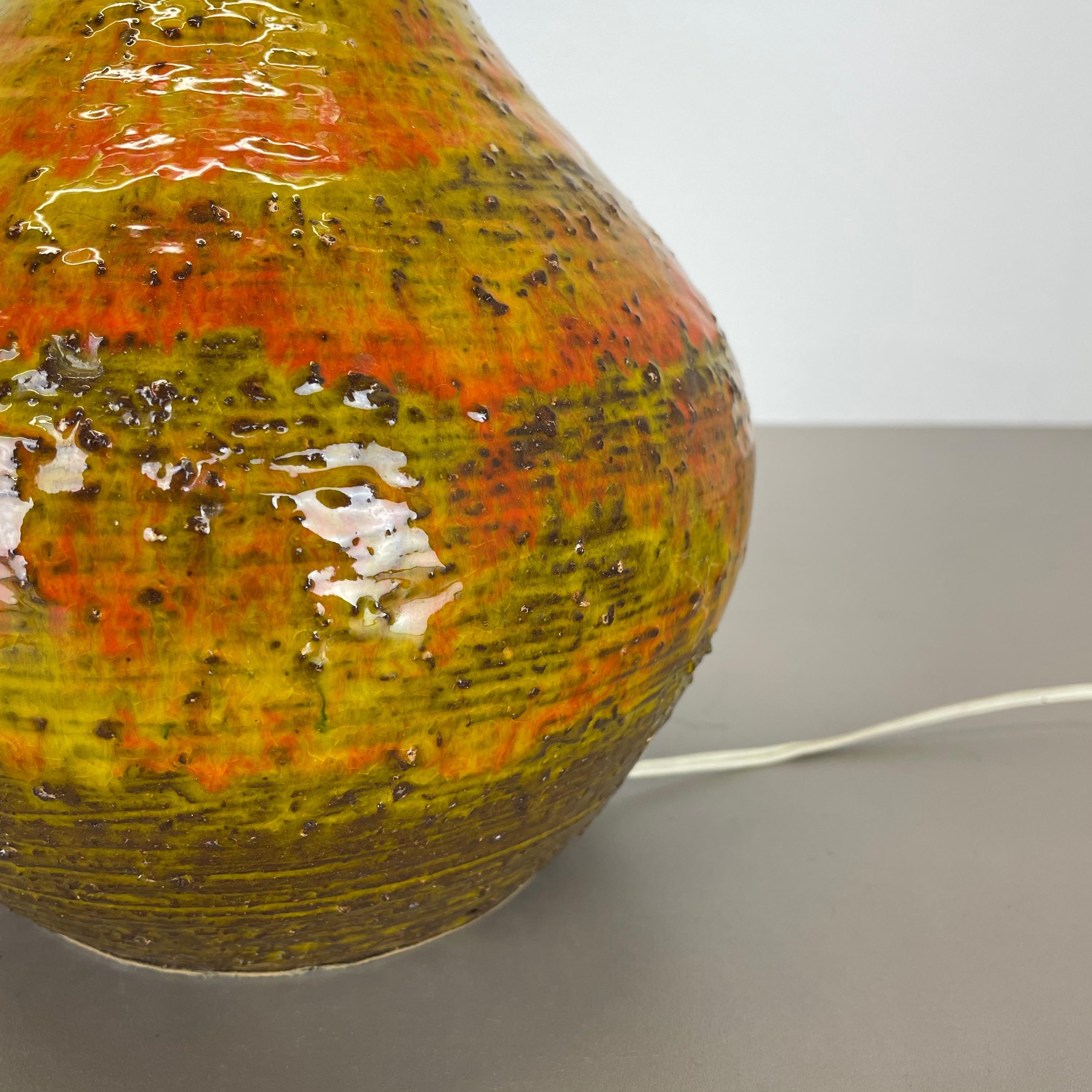 Extra Large Fat Lava Teak Table Light Base by Krösselbach Ceramic, Germany 1970s 3