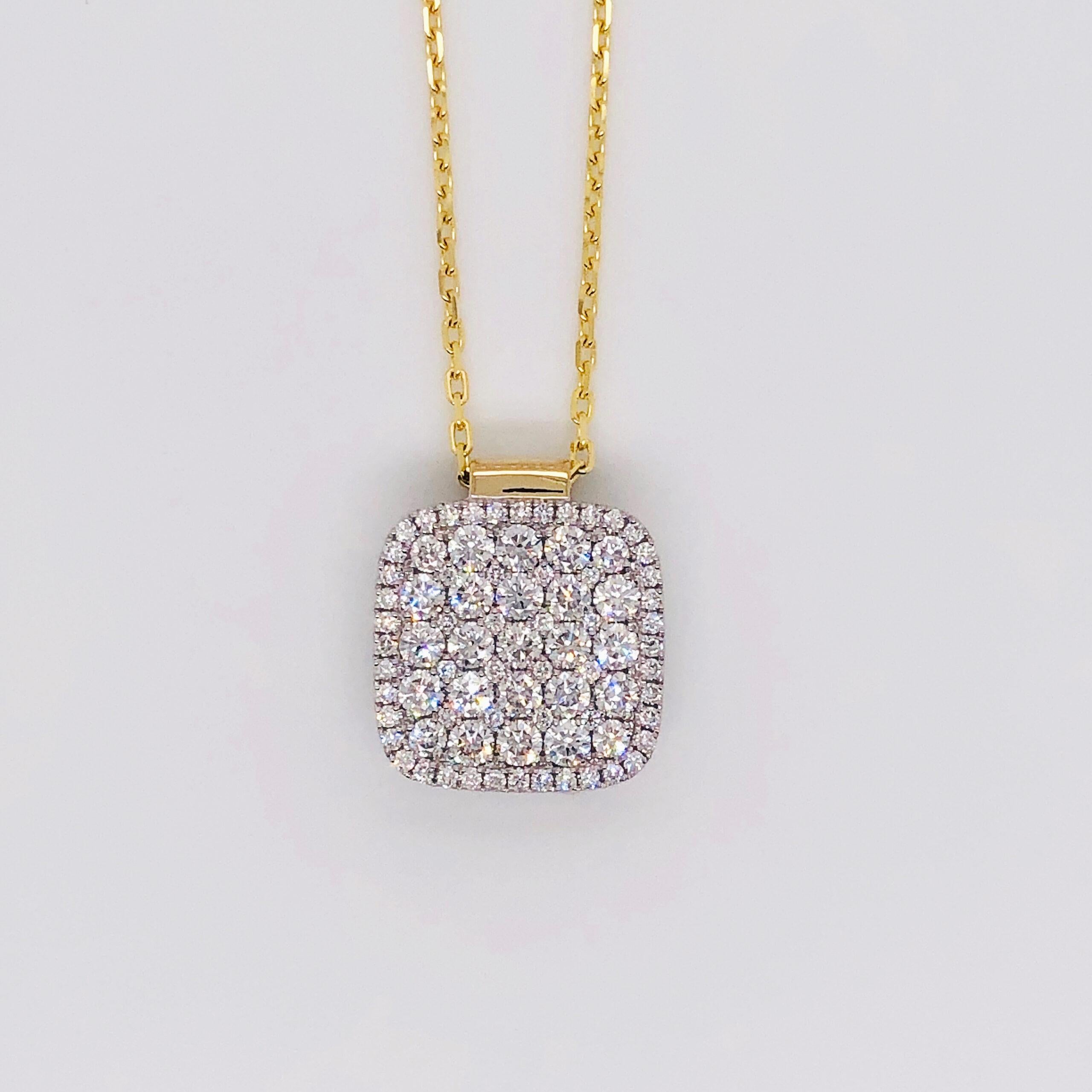Extra Large Firenze II Diamond Pendant with Chain Necklace For Sale 1