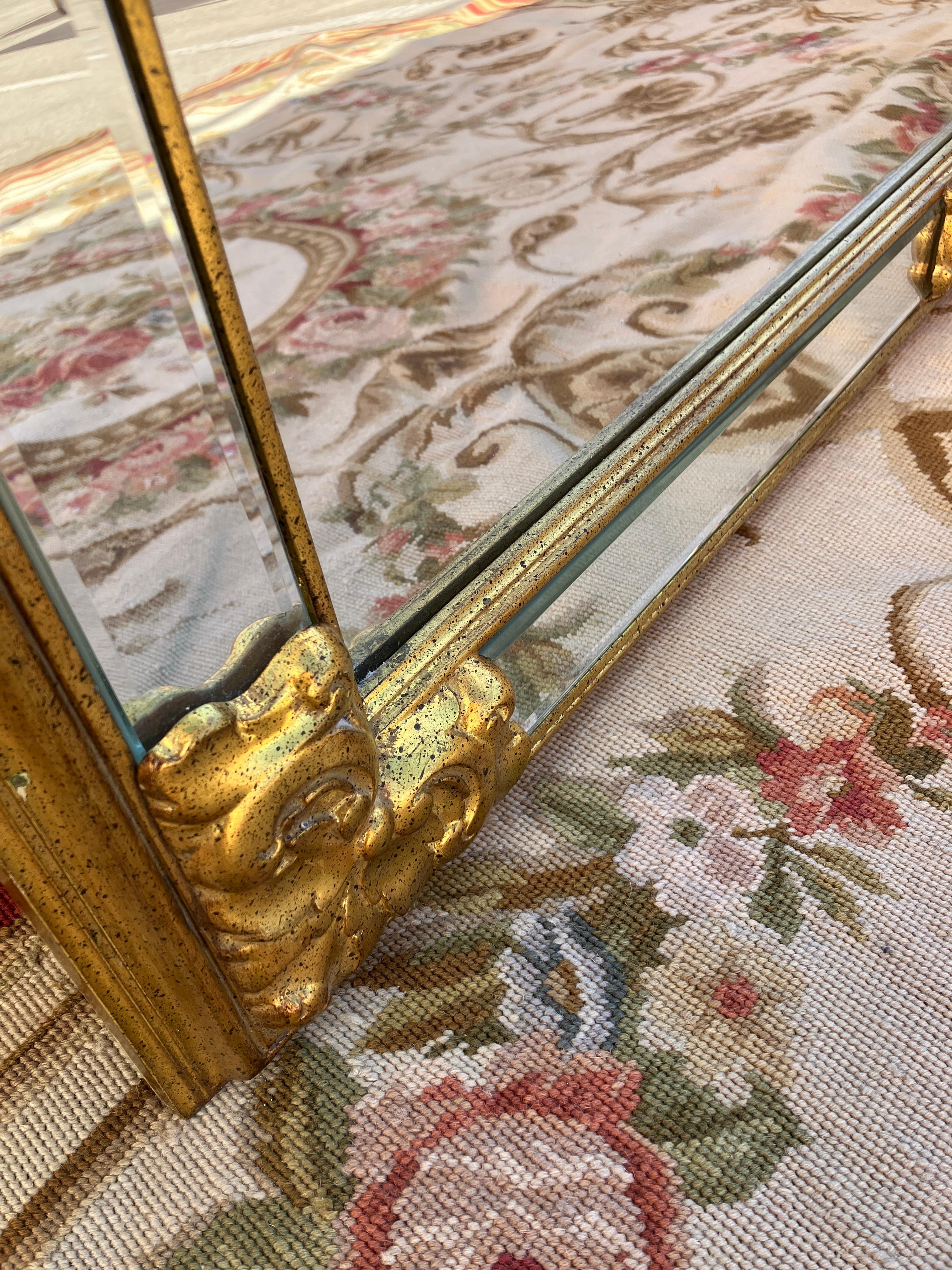 Extra Large Floor or Mantle Mirror with Gold Frame In Good Condition In Leicester, GB