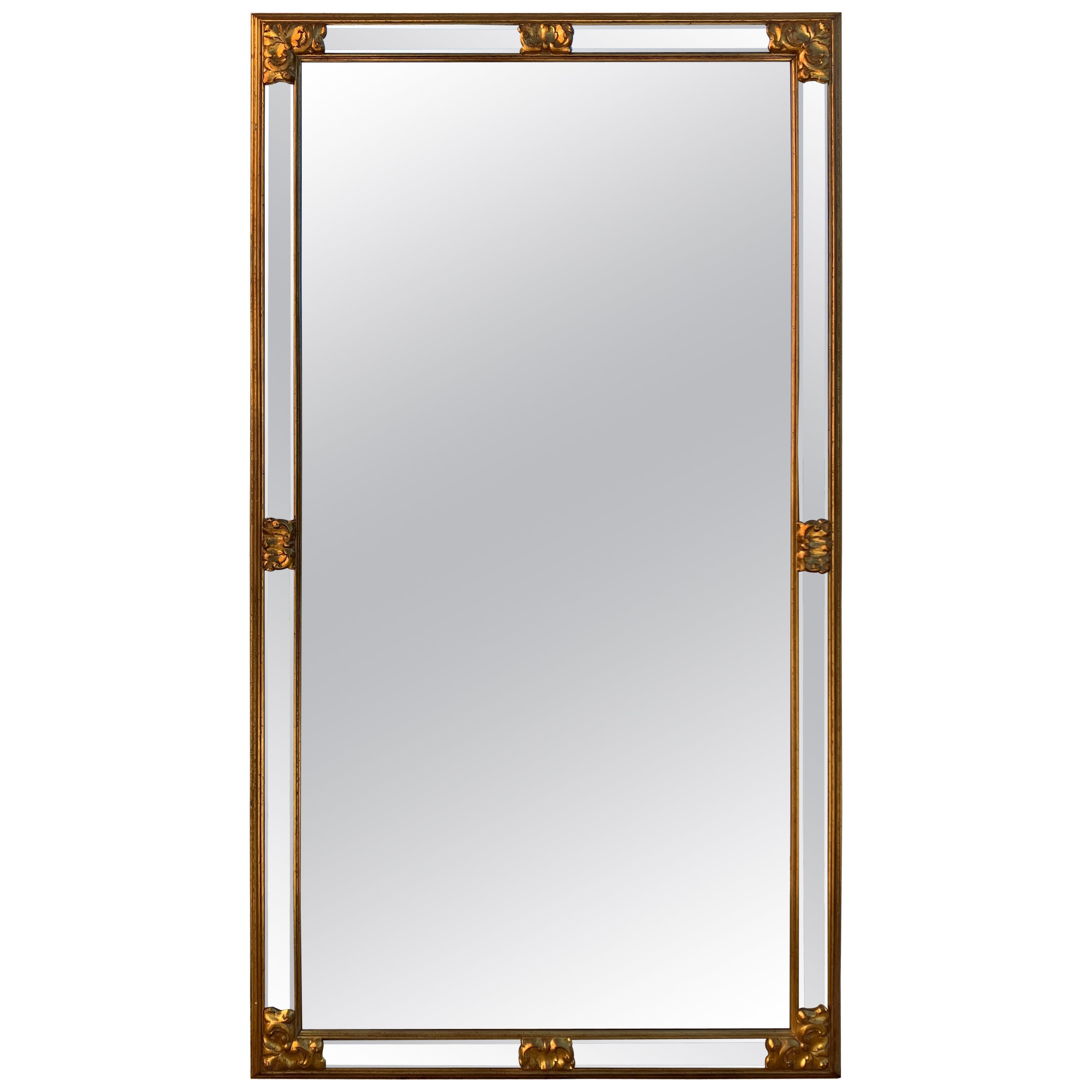 Extra Large Floor or Mantle Mirror with Gold Frame