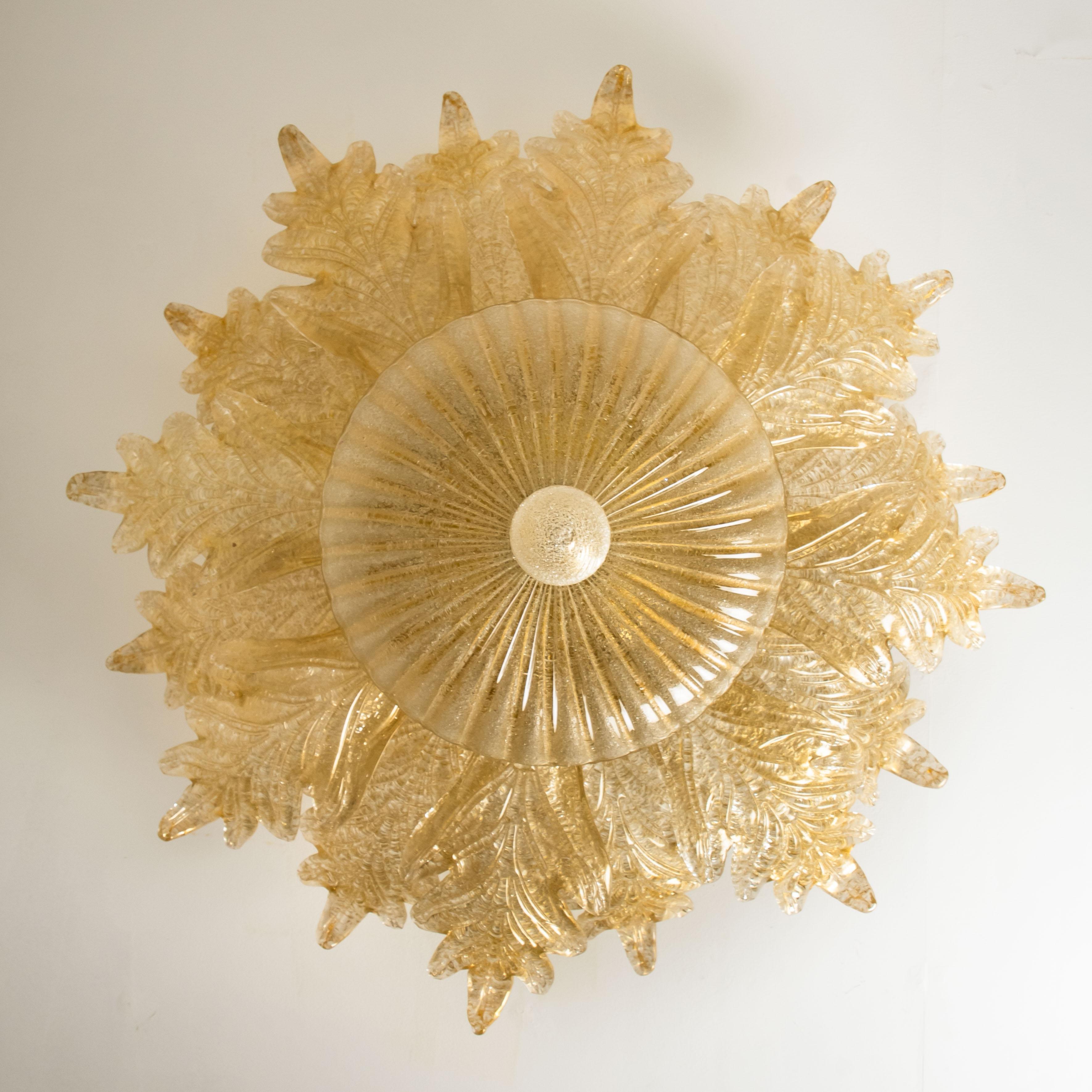 1 of 2 XXL Flush Mount Murano Glass Barovier & Toso, Italy, (D 37.4