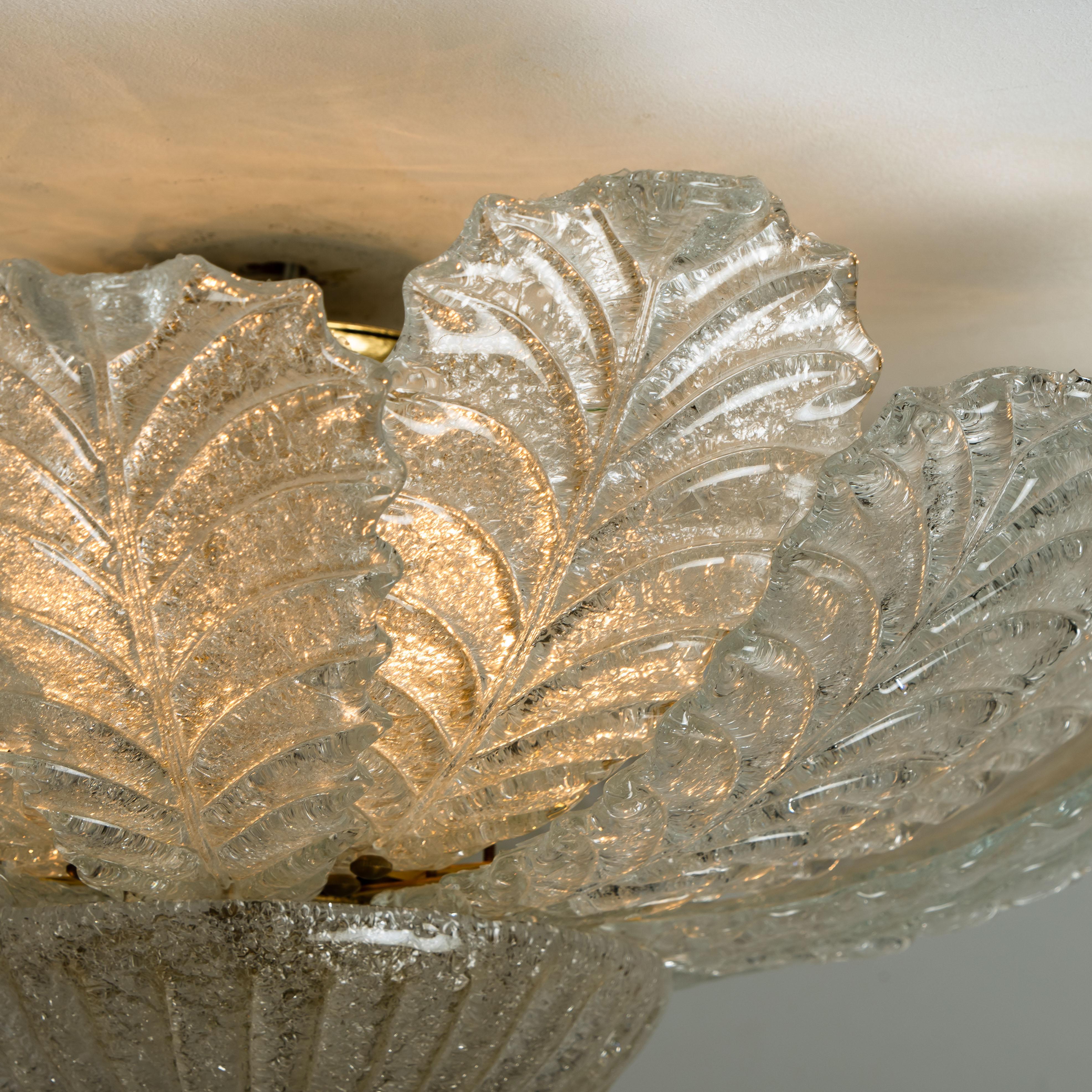 20th Century Extra Large Flush Mount Murano Glass Barovier & Toso, Italy, 1969