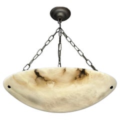 EXTRA LARGE Flush Mount / Pendant with Stunning White Alabaster Moon-Like Shade