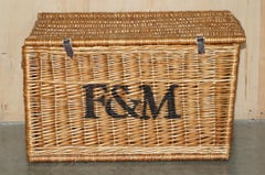 EXTRA LARGE F&M FORTNUM MASON WICKER LEATHER PICNiC HAMPER LOG BIN LINEN BASKET