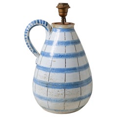 Extra Large French Ceramic Blue and White Table Lamp