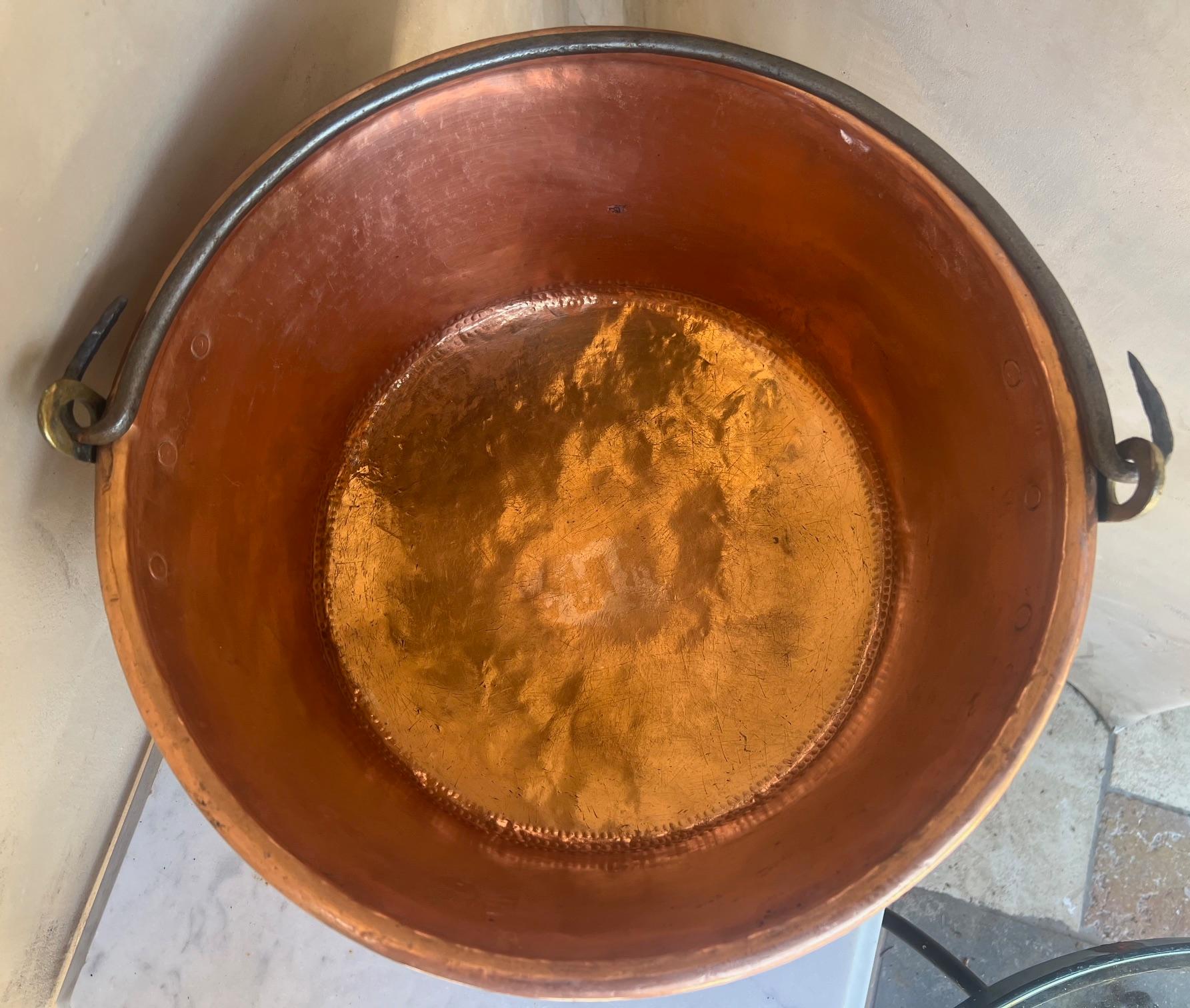 Extra Large French Copper Cauldron With Iron Handle, C. 19th Century 9