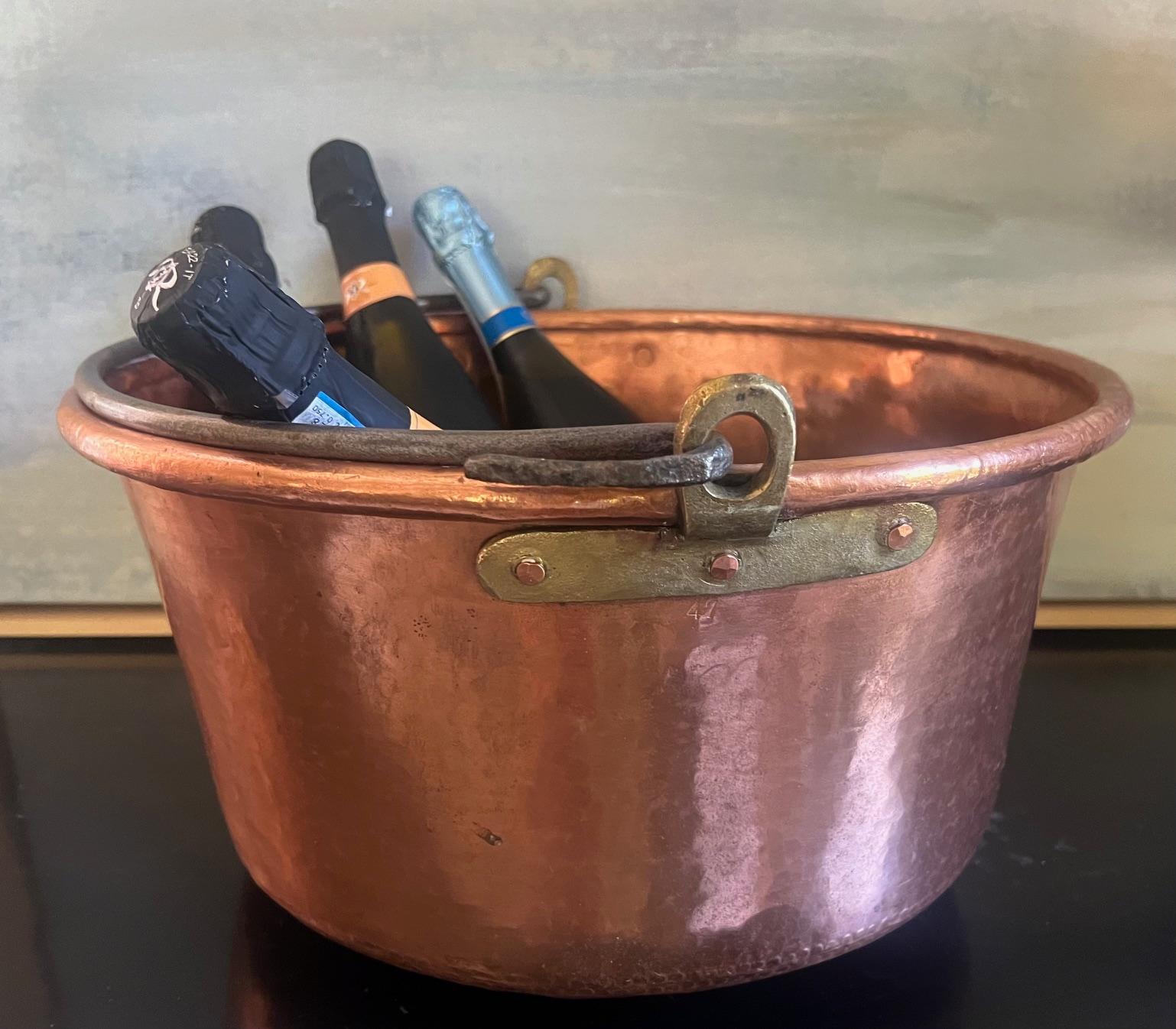 Extra Large French Copper Cauldron With Iron Handle, C. 19th Century 1