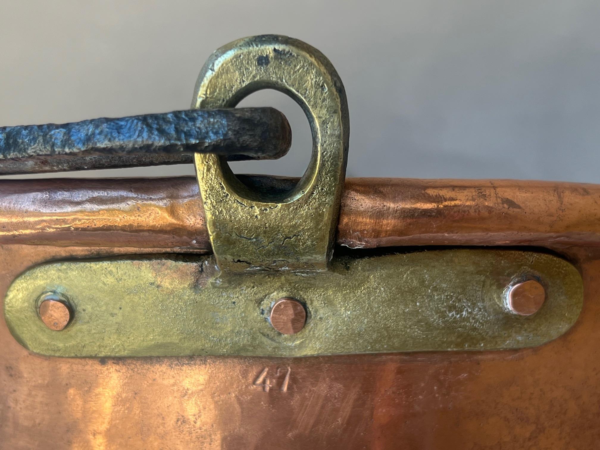 Forged Extra Large French Copper Cauldron With Iron Handle, C. 19th Century