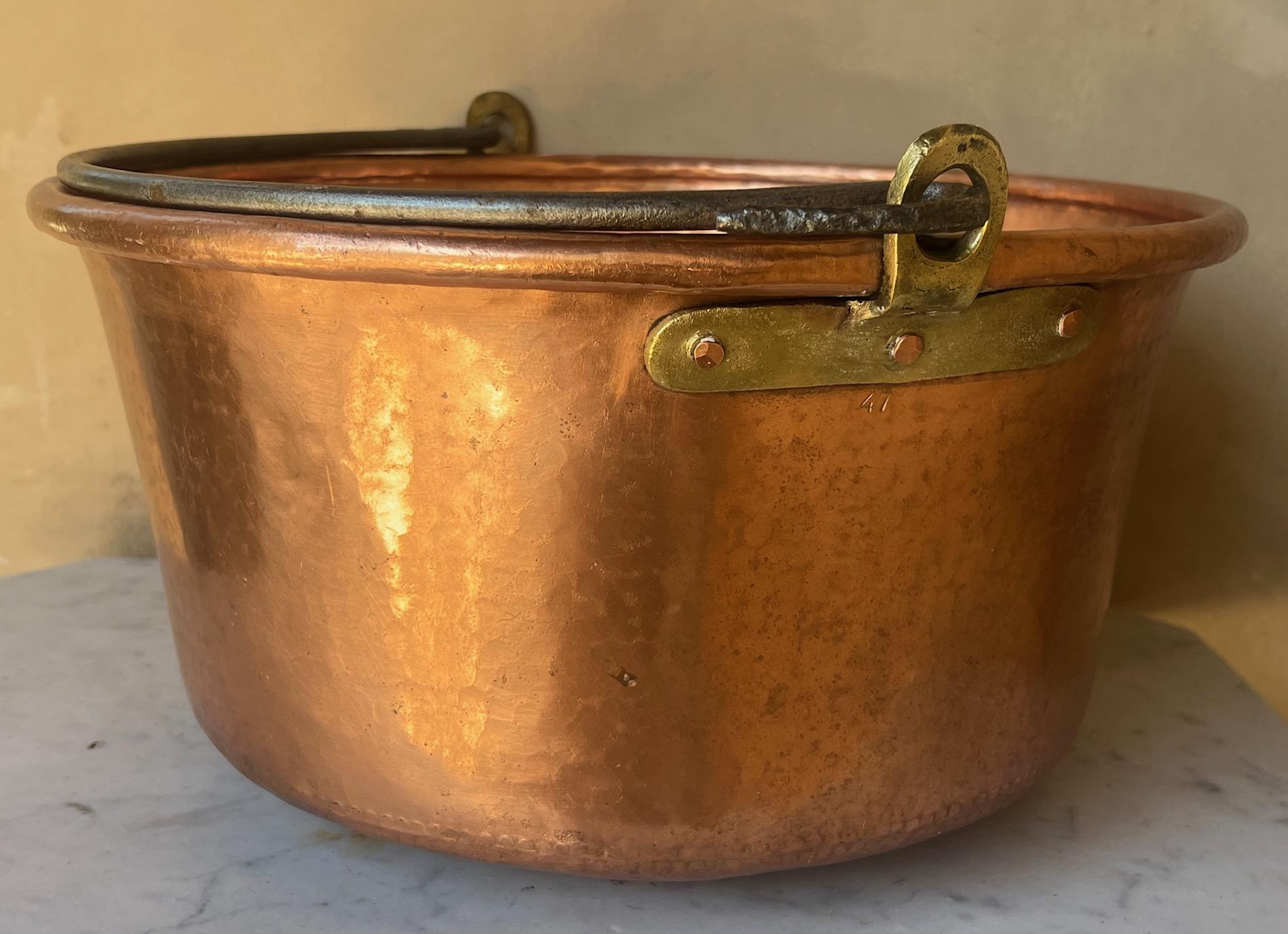 Extra Large French Copper Cauldron With Iron Handle, C. 19th Century 3