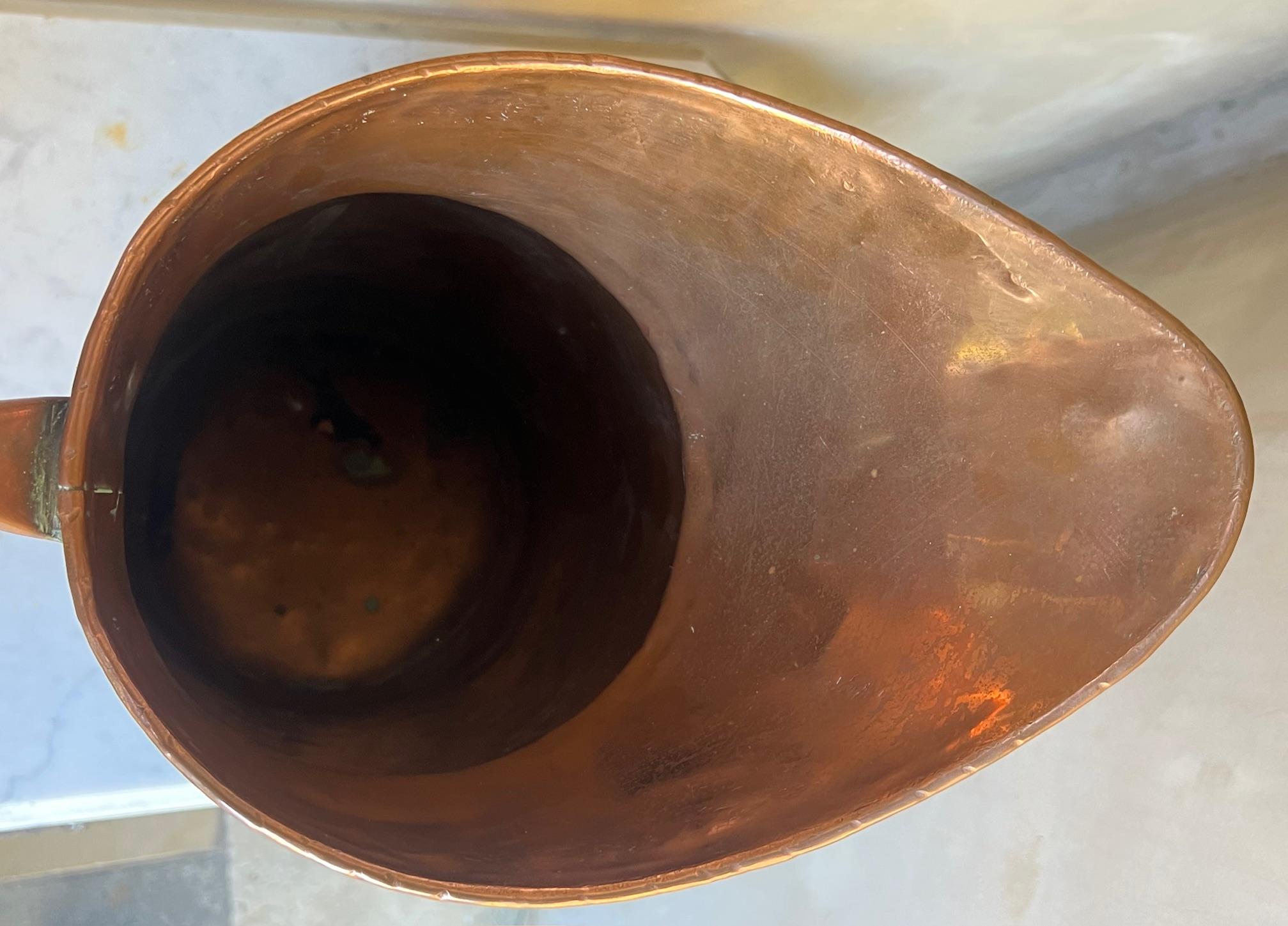 Hand-Crafted Extra Large French Copper Pitcher, c. 1930's For Sale
